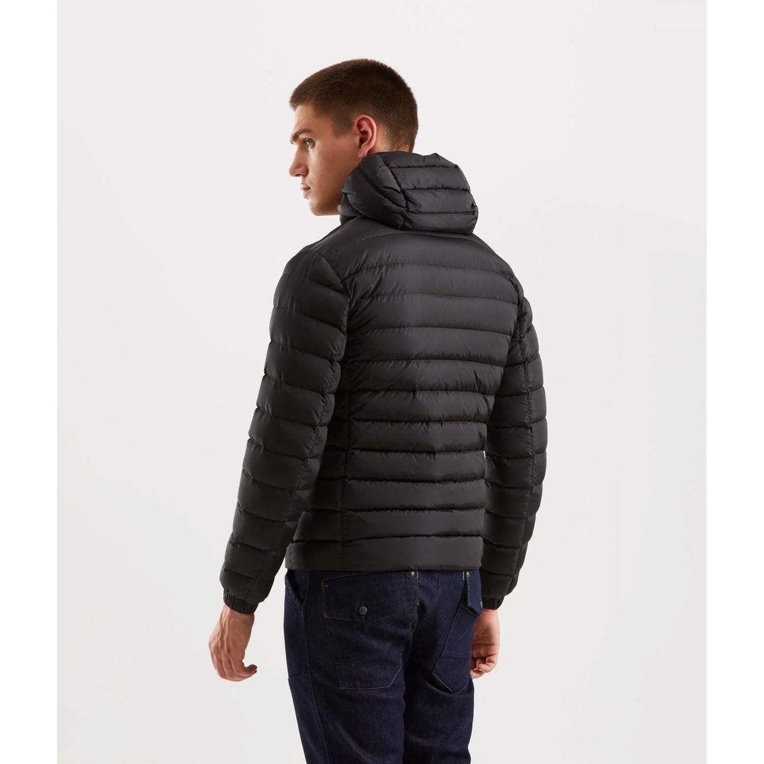 Refrigiwear Black Nylon Hooded Down Jacket with Pockets