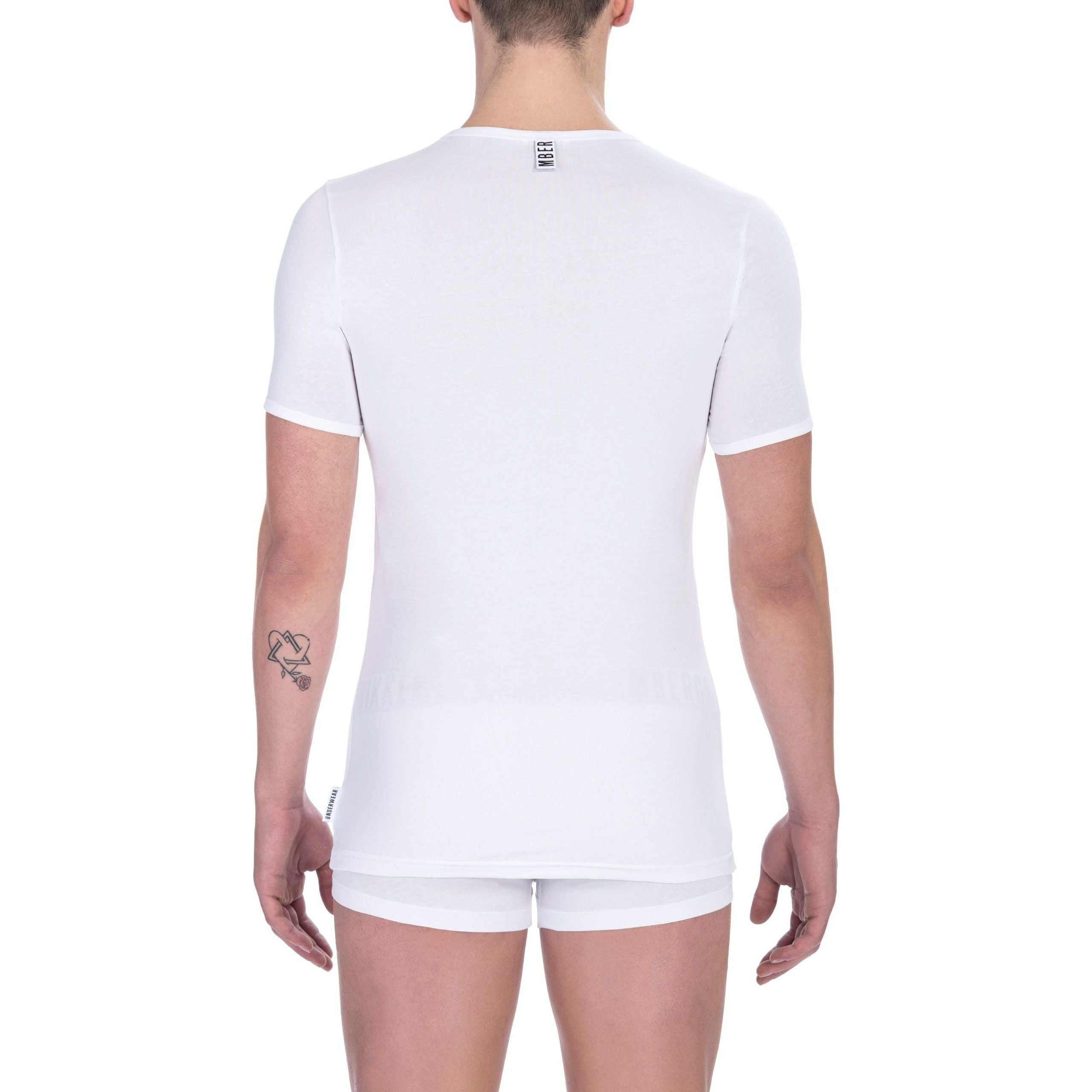 Bikkembergs White Cotton V-Neck T-Shirt for Effortless Style