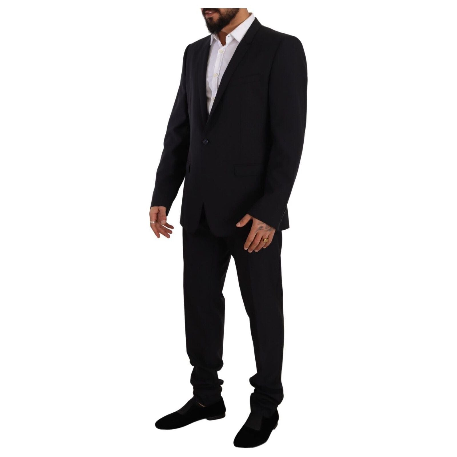 Dolce & Gabbana Navy Wool Silk Two-Piece Suit