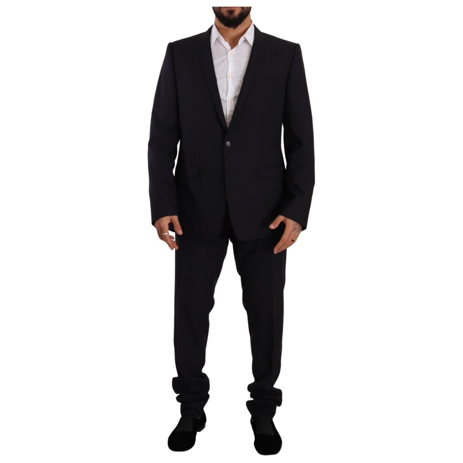 Dolce & Gabbana Navy Wool Silk Two-Piece Suit
