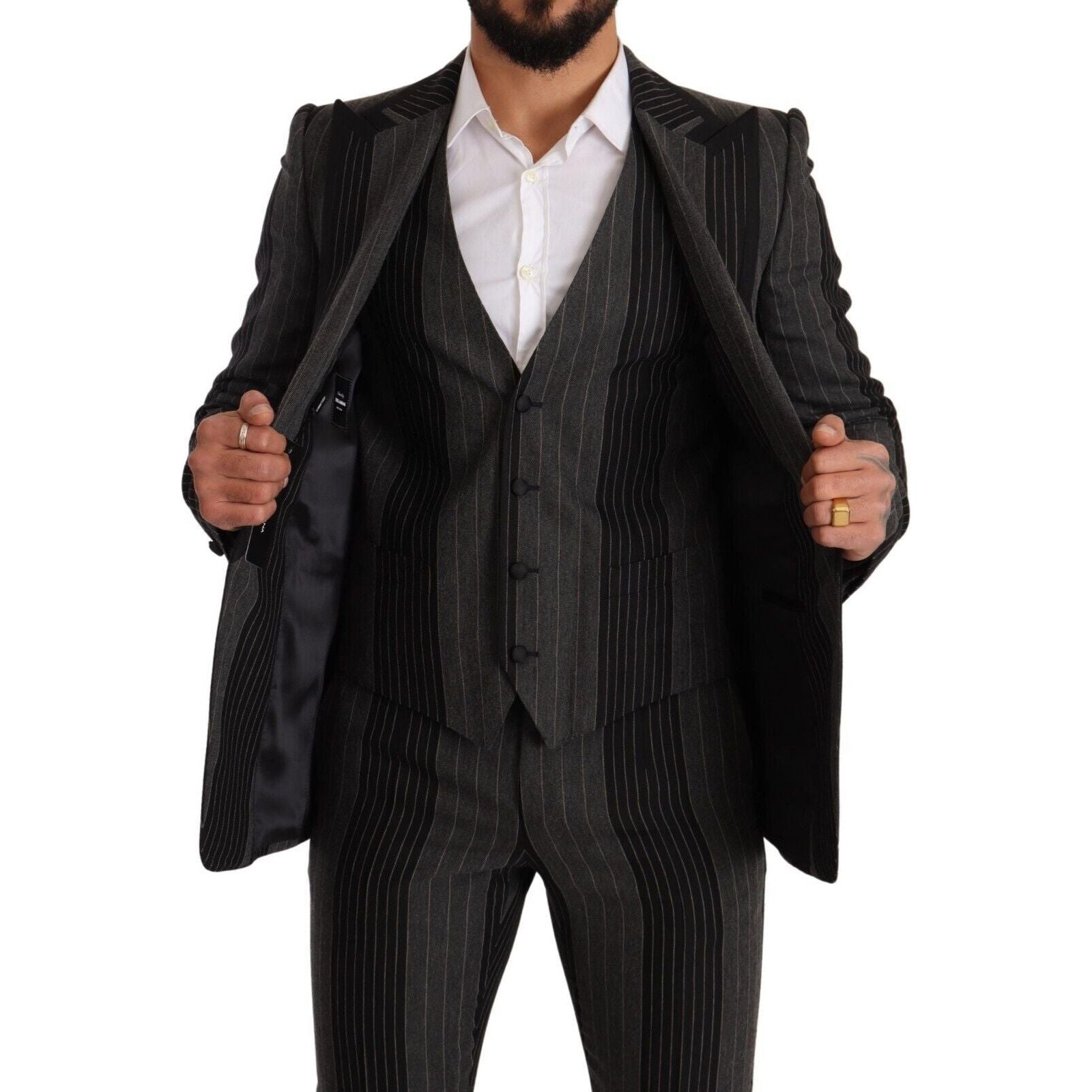 Dolce & Gabbana Grey Wool Three-Piece Suit Collection