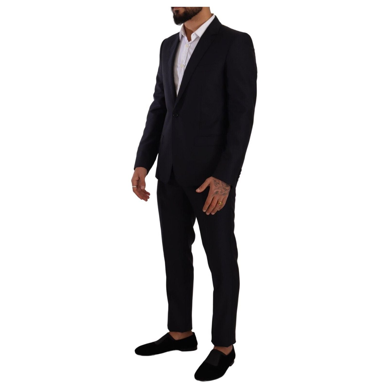 Dolce & Gabbana Navy Wool Silk Cashmere Suit
