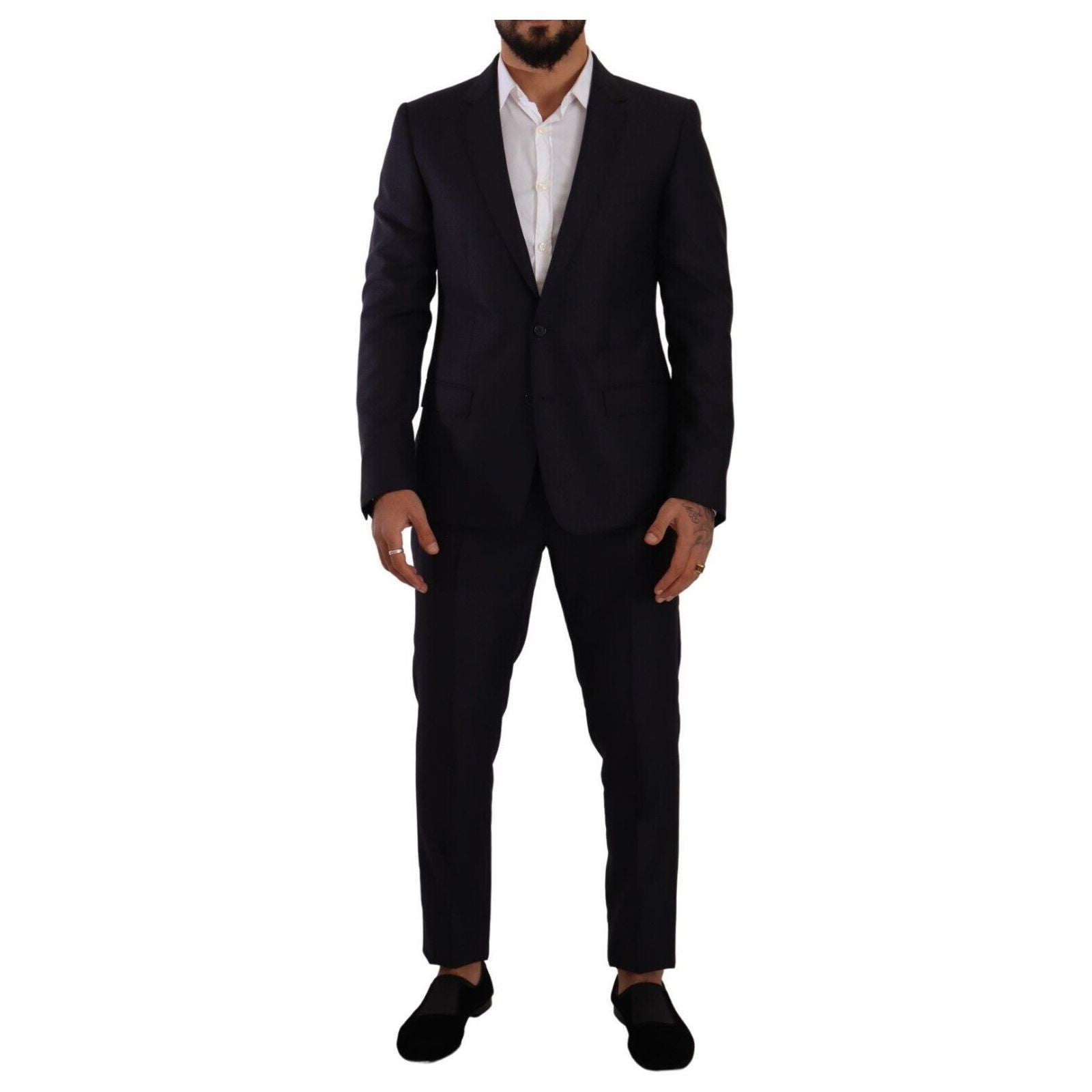 Dolce & Gabbana Navy Wool Silk Cashmere Suit