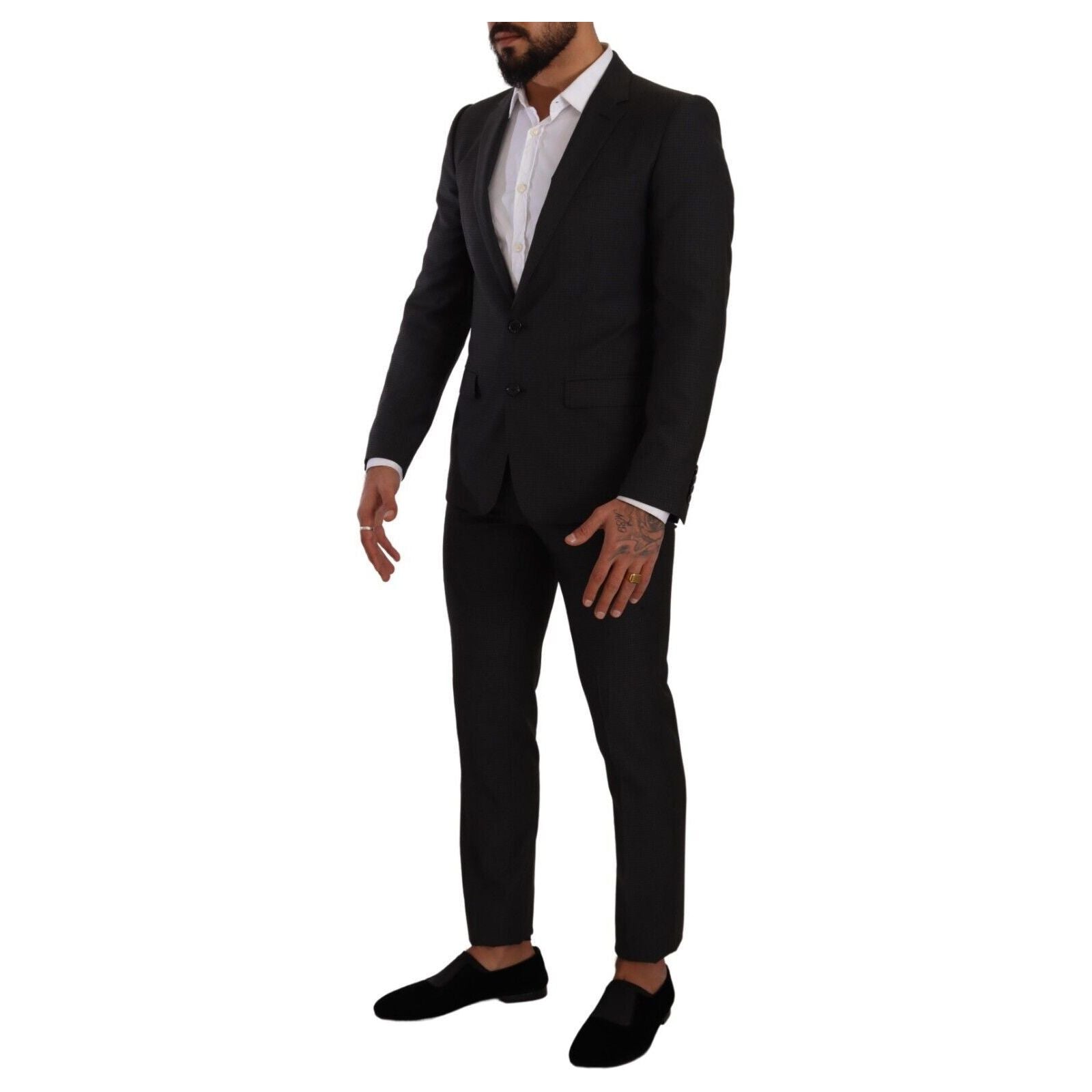 Dolce & Gabbana Black Virgin Wool Martini Suit Collection
