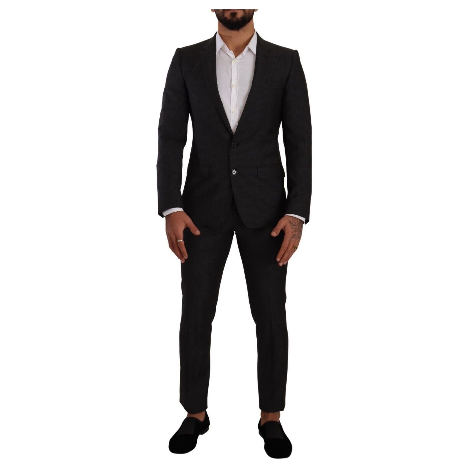 Dolce & Gabbana Black Virgin Wool Martini Suit Collection