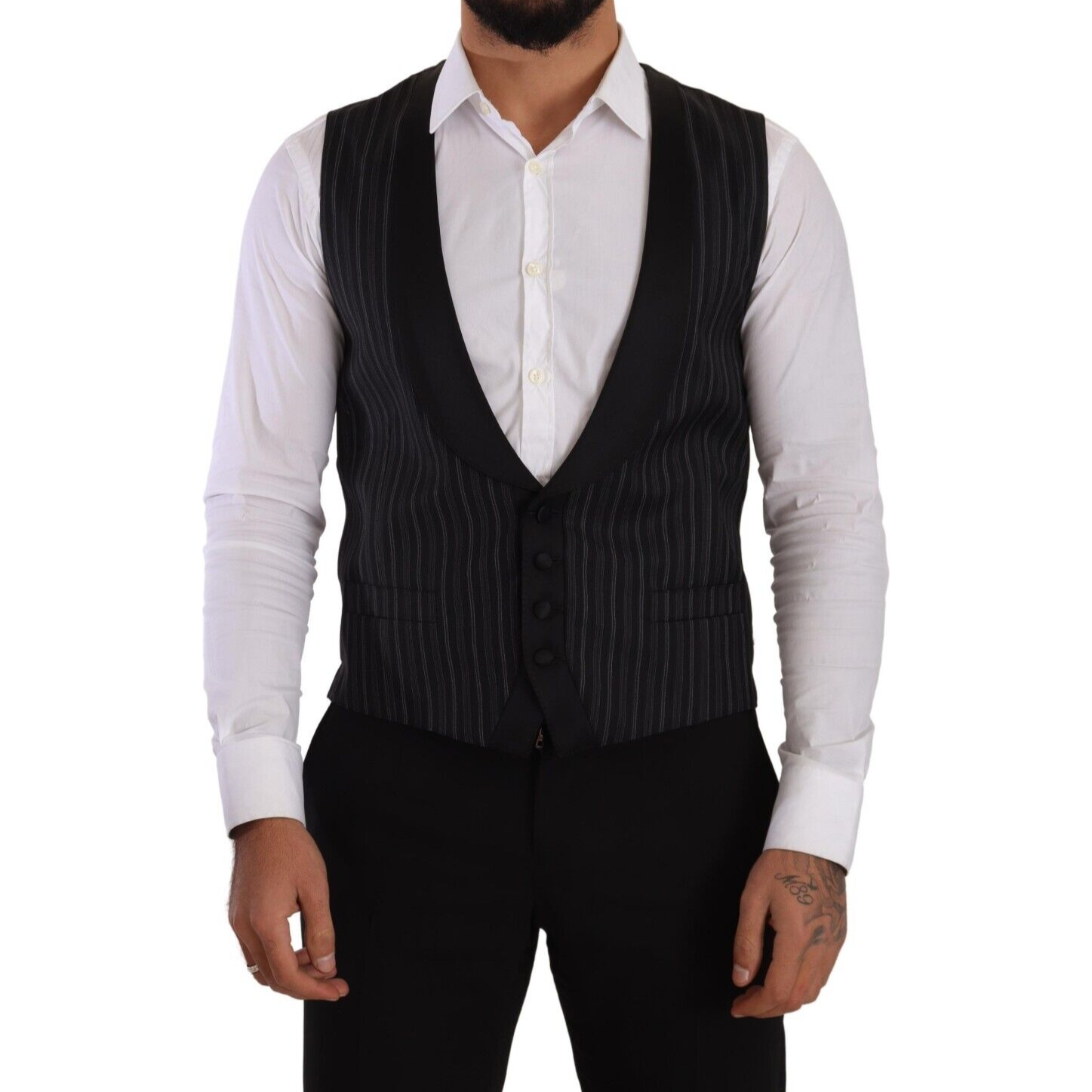 Dolce & Gabbana Black Wool Dress Vest Essentials
