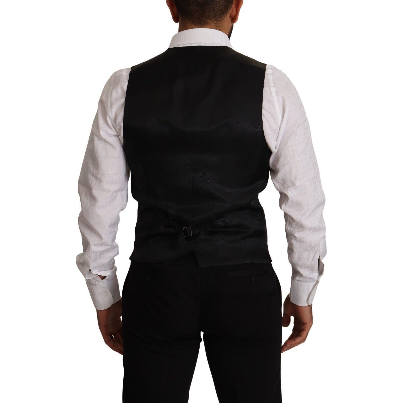 Dolce & Gabbana Blue Virgin Wool Dress Vest for Refined Style
