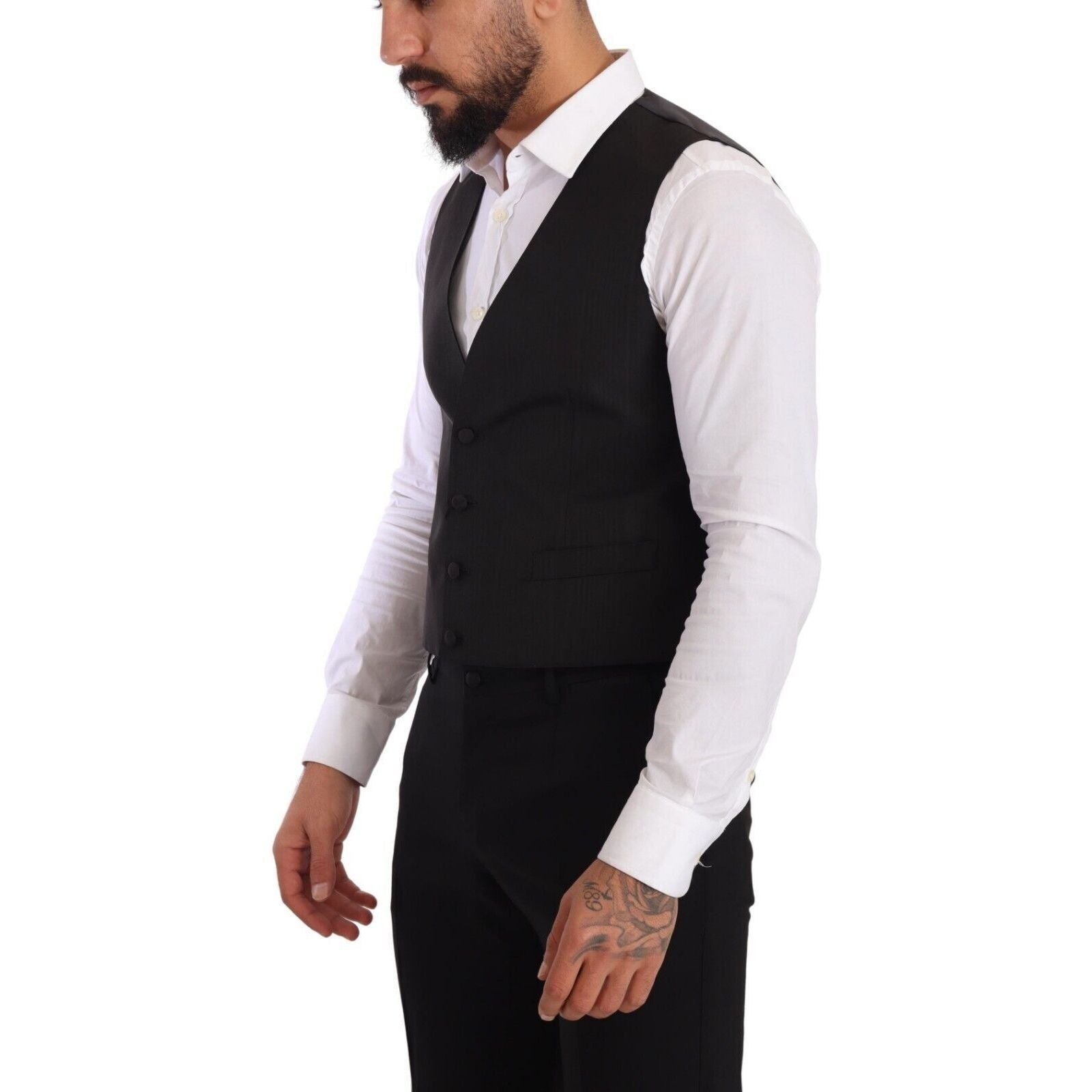 Dolce & Gabbana Elegant Gray Silk Dress Vest for Sophistication