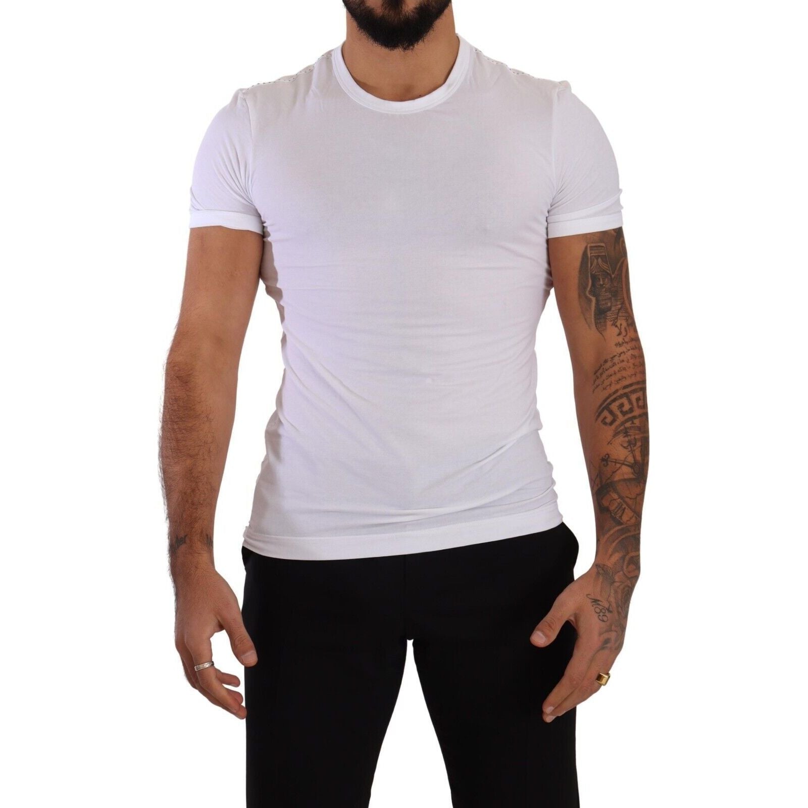 Dolce & Gabbana White Cotton Blend Round Neck Tee