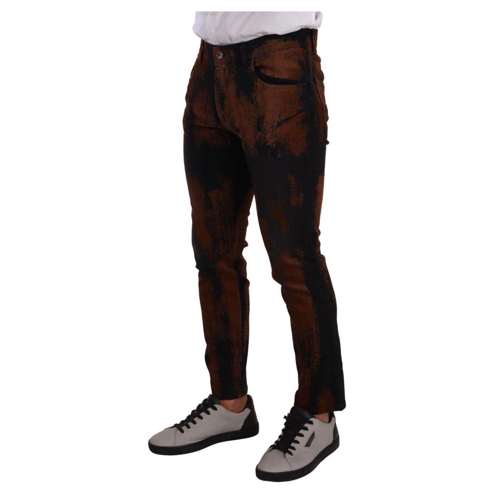 Dolce & Gabbana Black Brown Denim Slim Fit Jeans