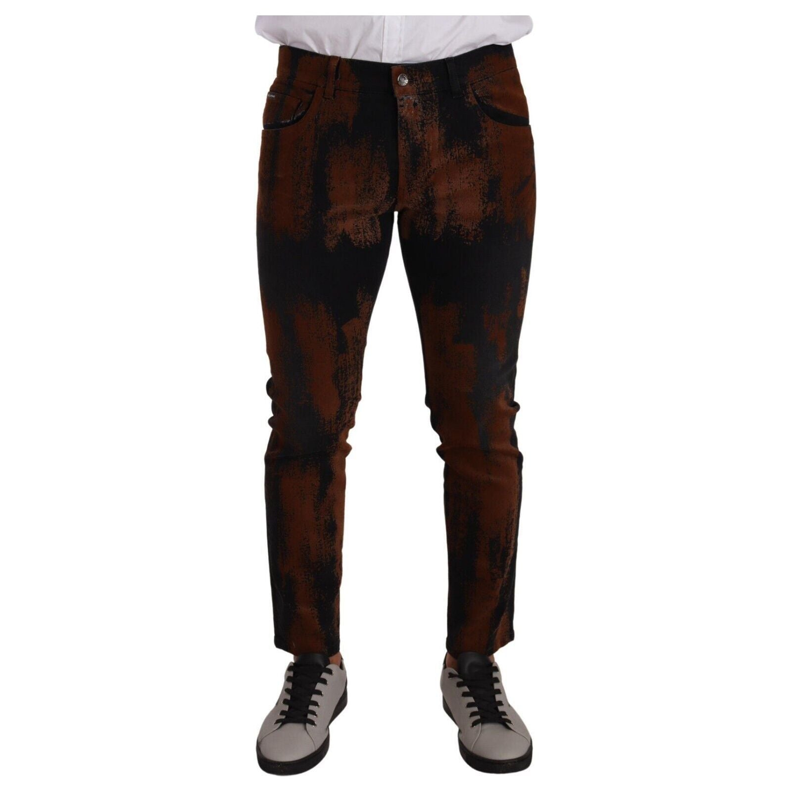 Dolce & Gabbana Black Brown Denim Slim Fit Jeans