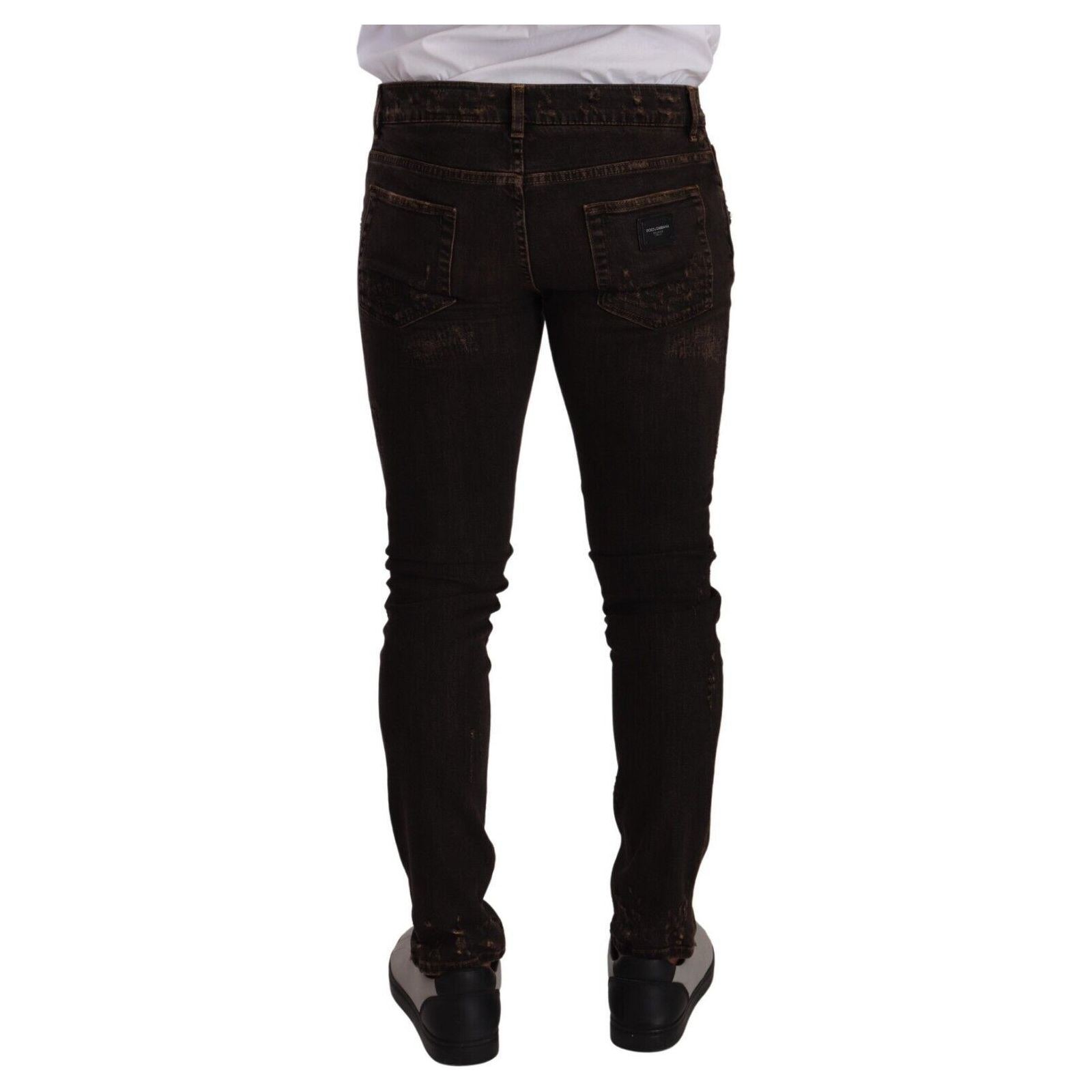 Dolce & Gabbana Blue Cotton Blend Distressed Denim Jeans