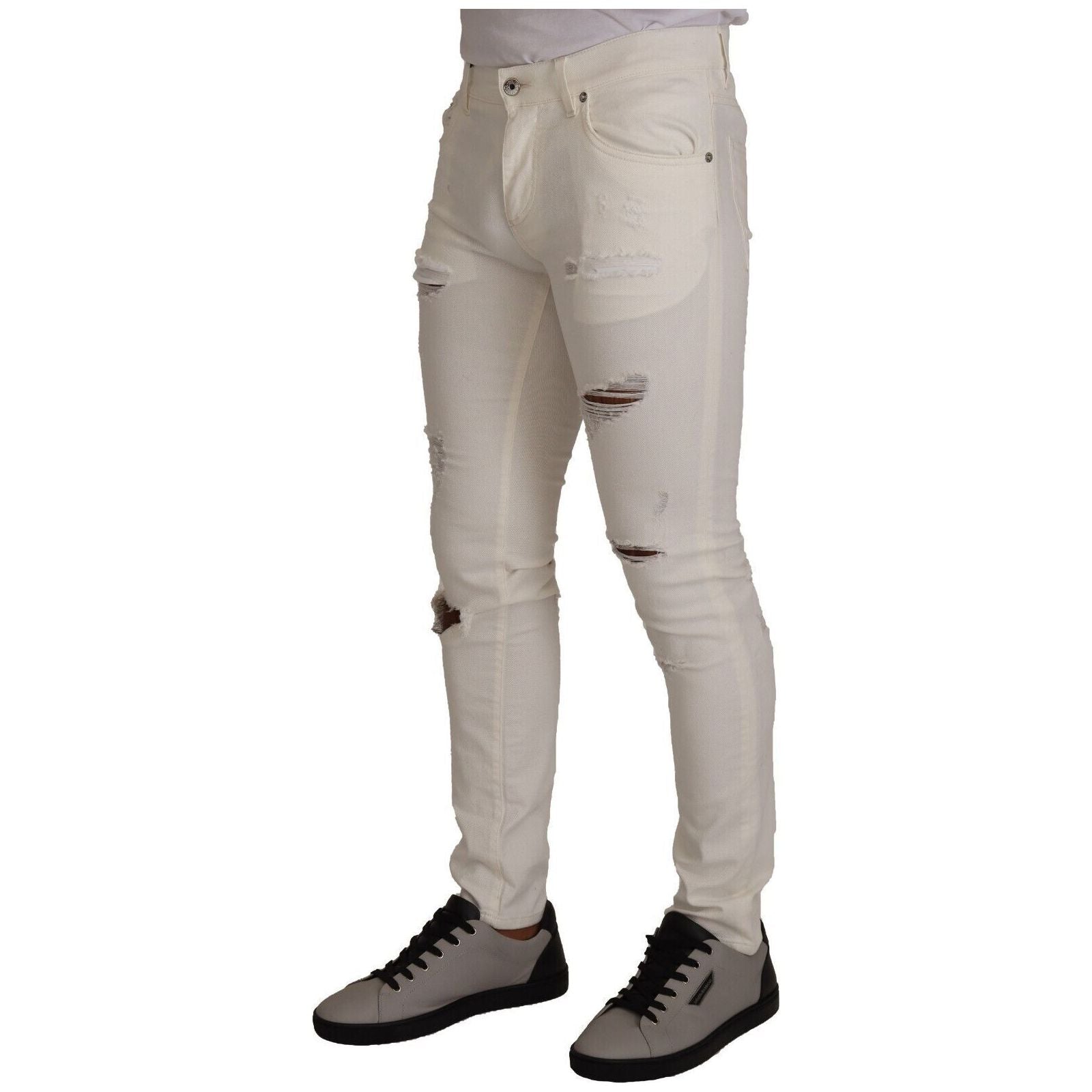 Dolce & Gabbana White Cotton Blend Skinny Denim Jeans
