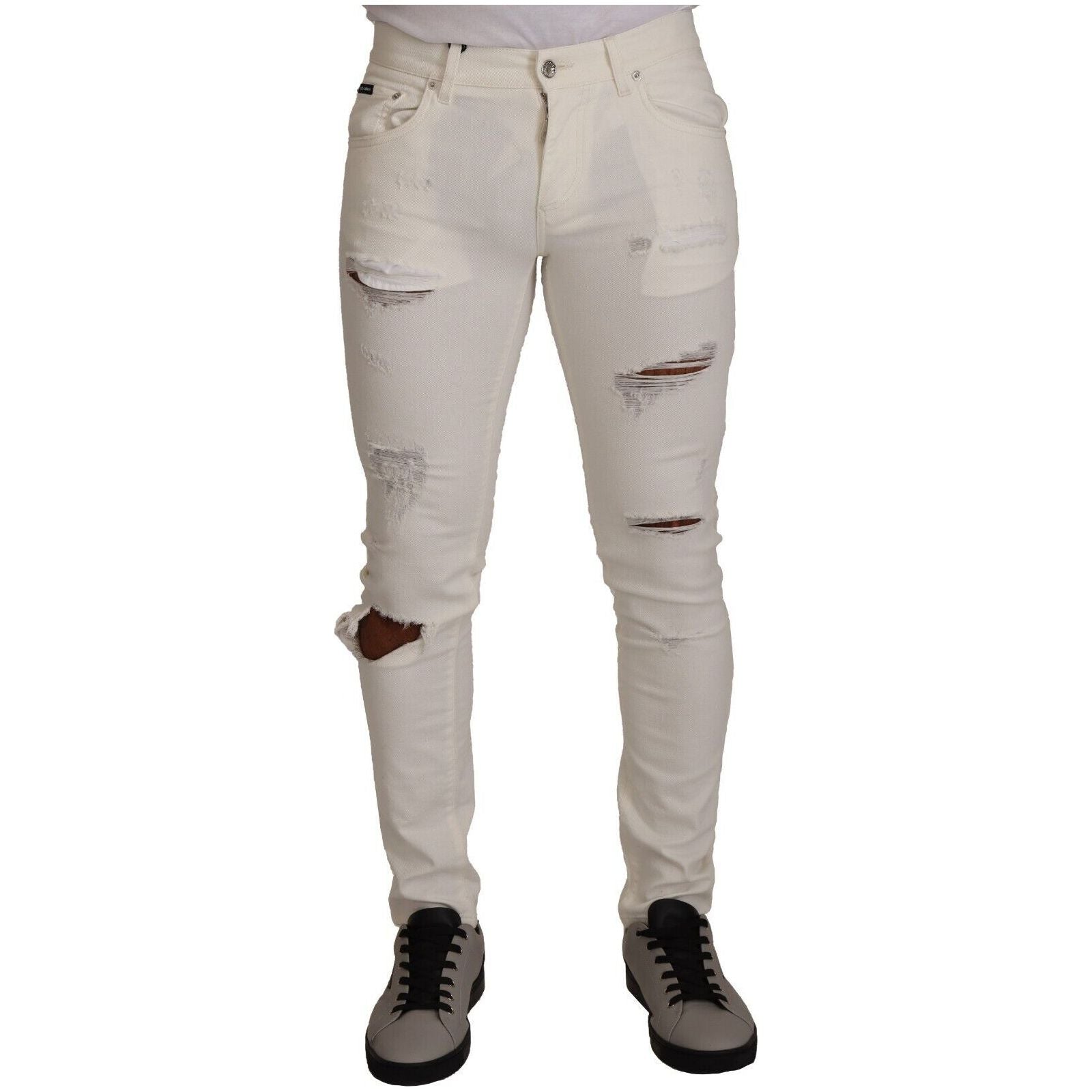 Dolce & Gabbana White Cotton Blend Skinny Denim Jeans