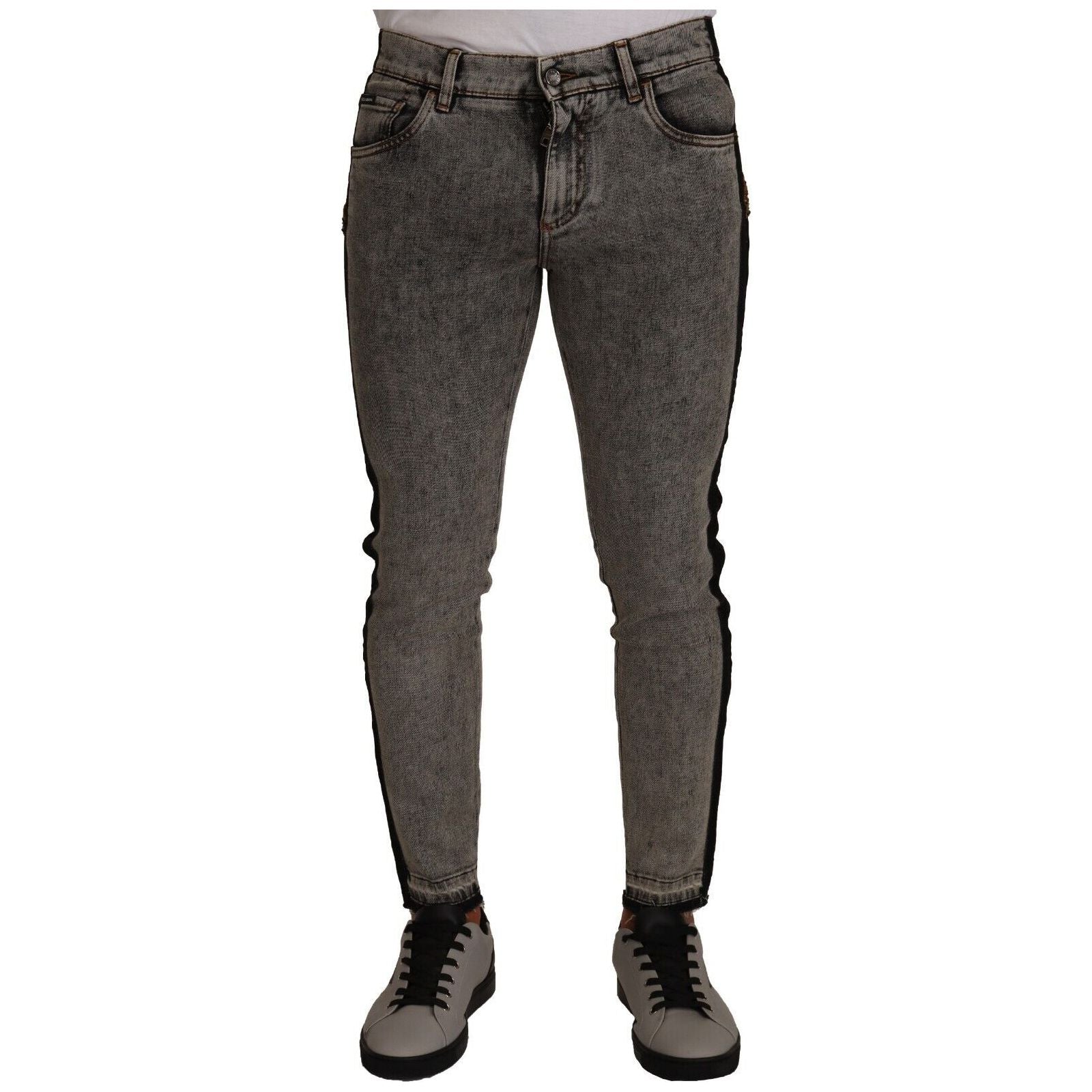 Dolce & Gabbana Blue Denim Chic Embellished Crown Skinny Jeans