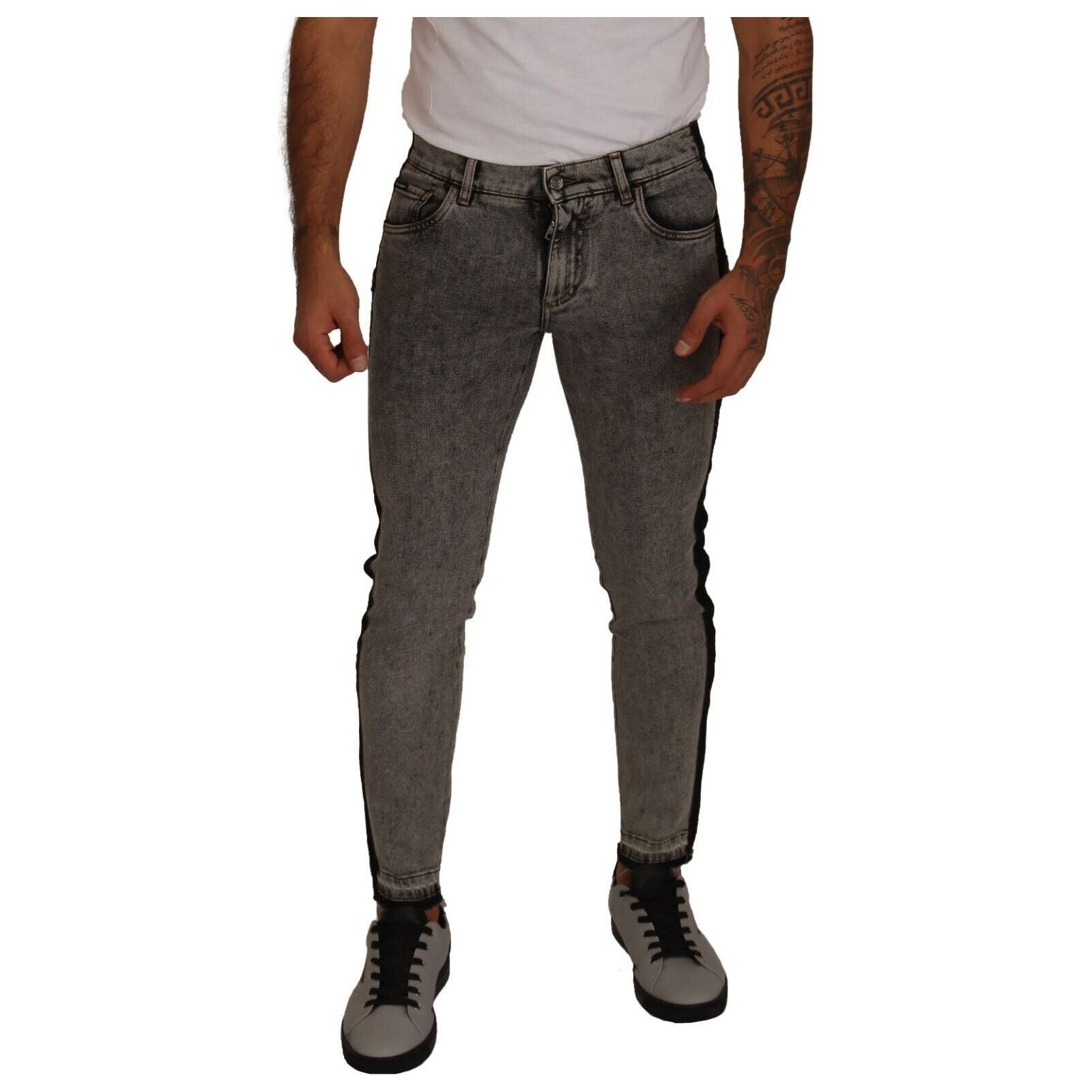 Dolce & Gabbana Blue Denim Chic Embellished Crown Skinny Jeans