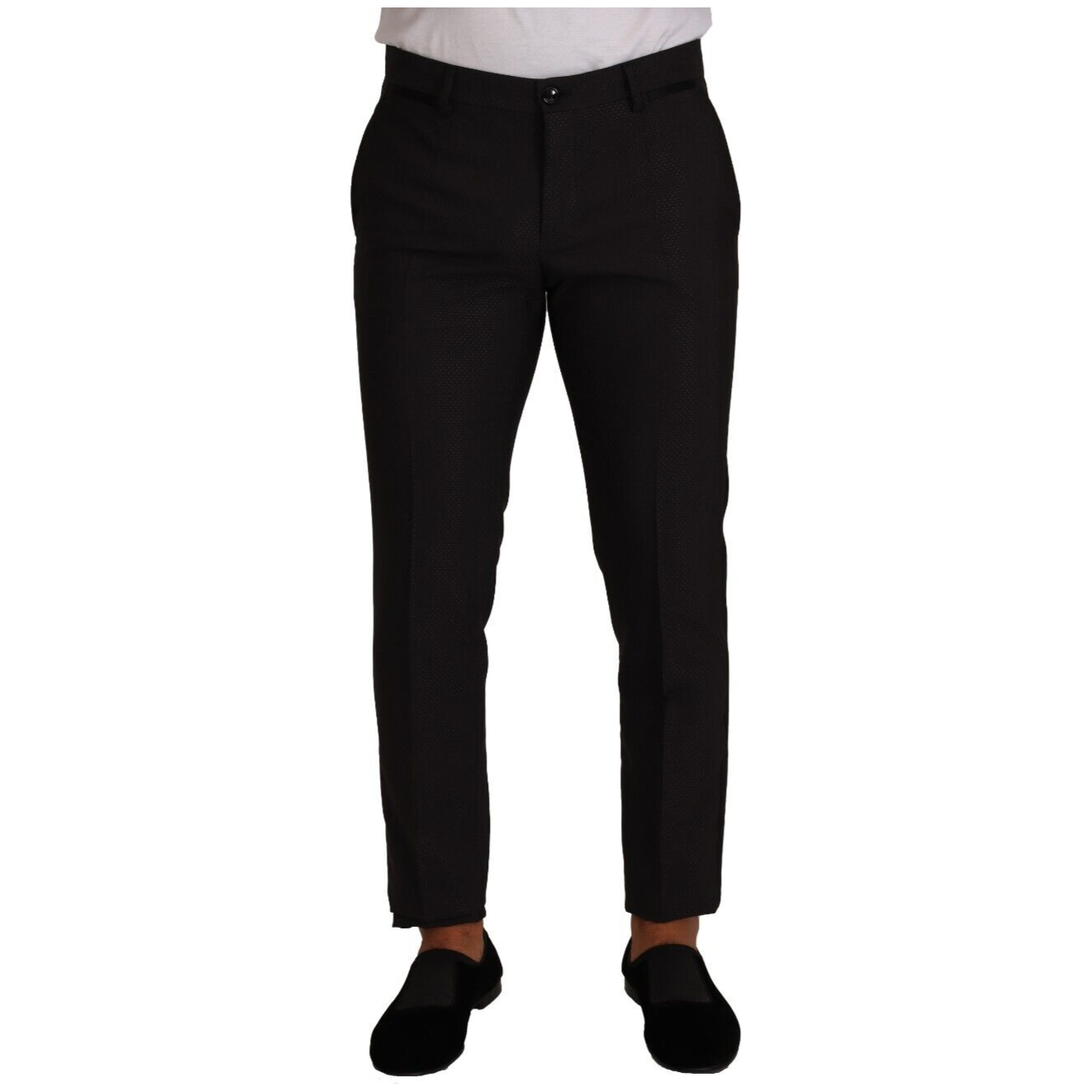 Dolce & Gabbana Black Wool Tuxedo Trousers Luxury Fit