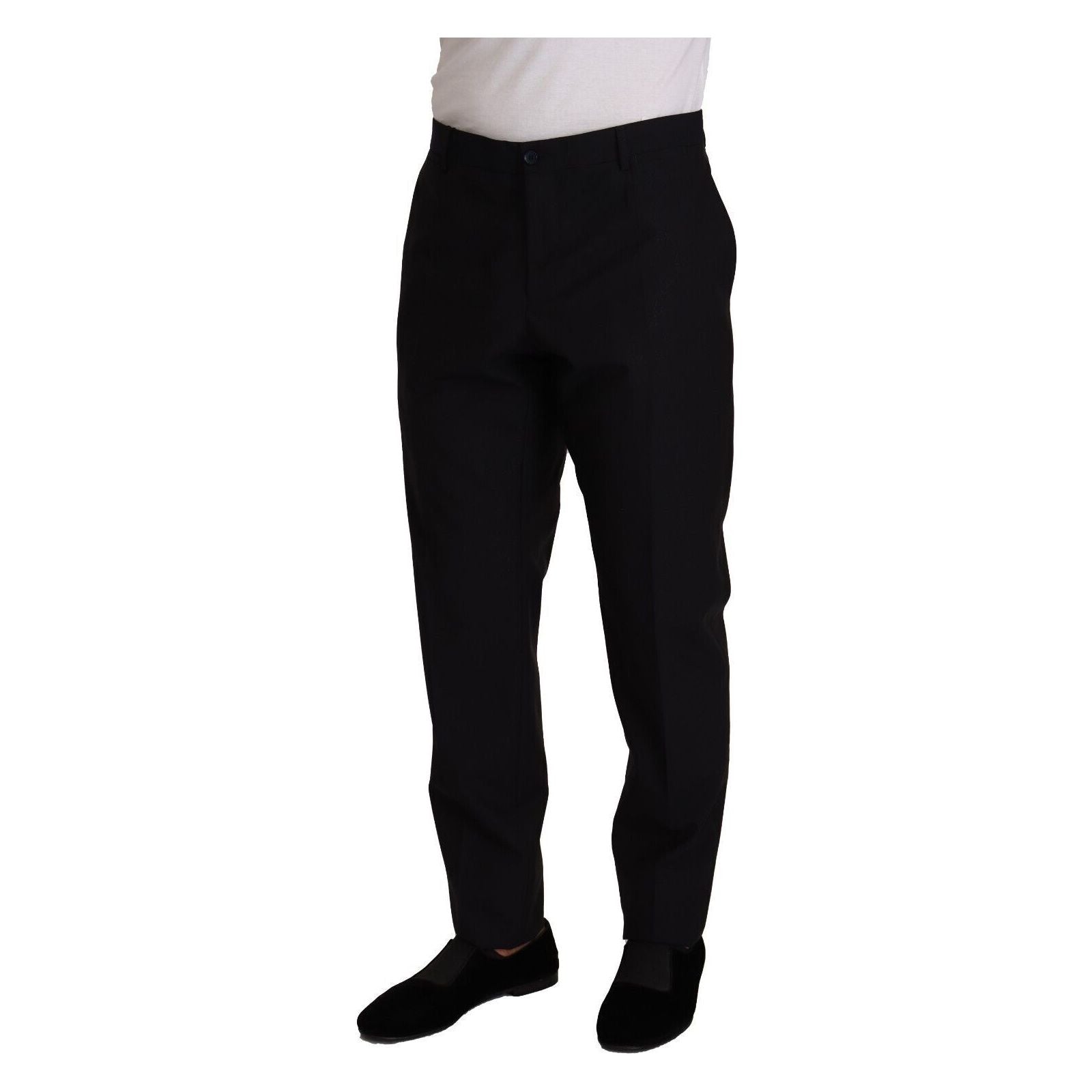 Dolce & Gabbana Dark Blue Wool Silk Tuxedo Trousers
