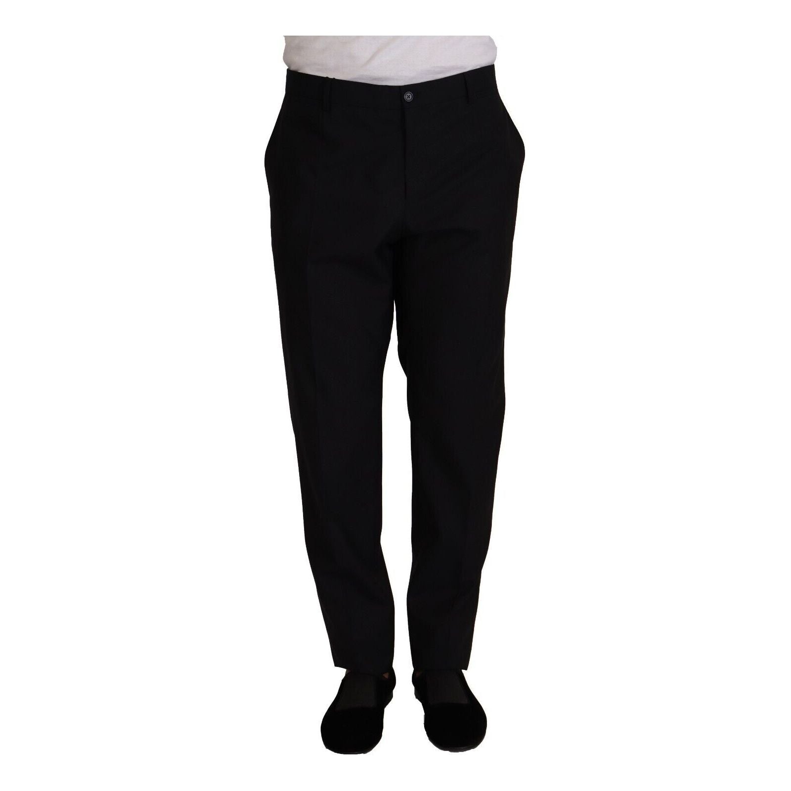 Dolce & Gabbana Dark Blue Wool Silk Tuxedo Trousers
