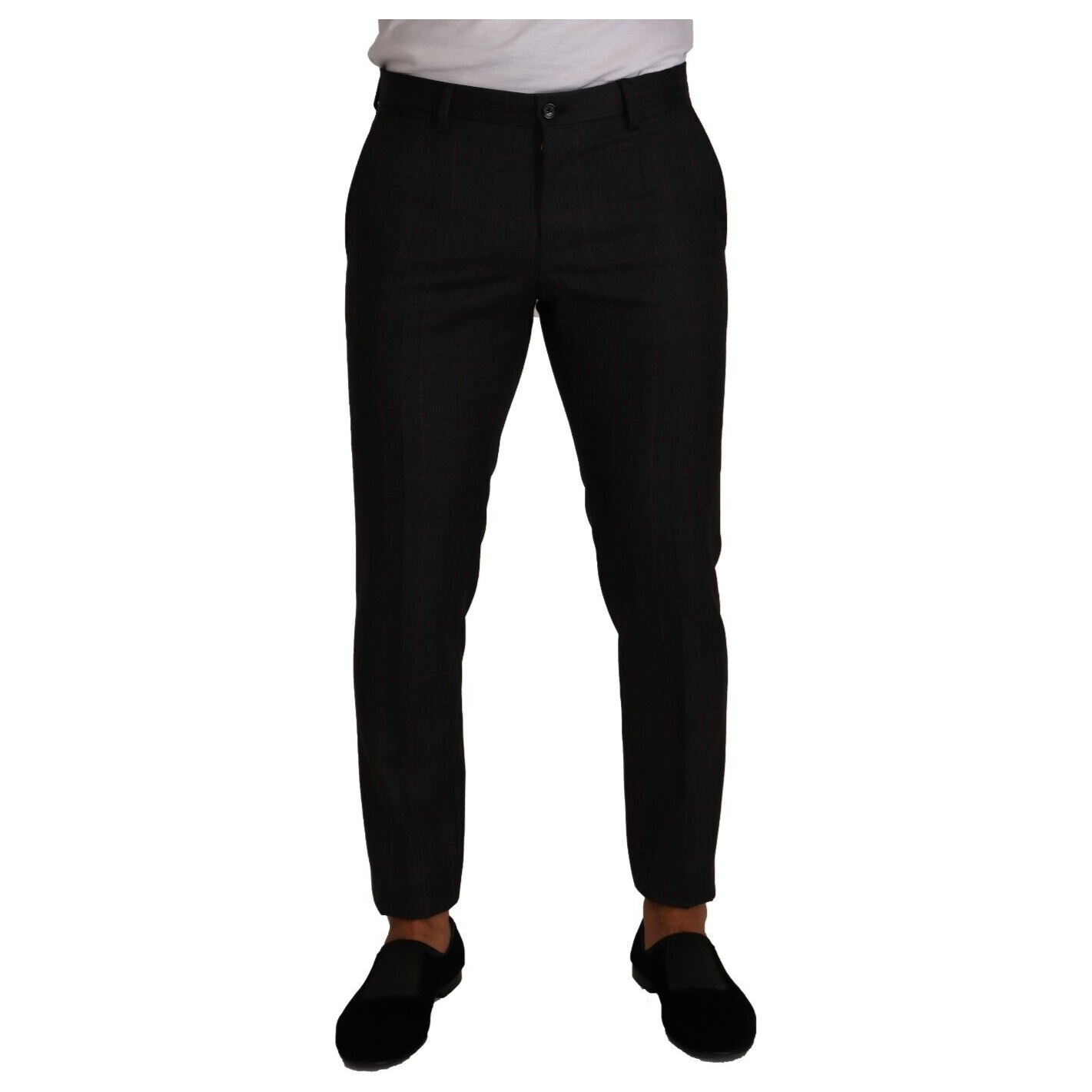 Dolce & Gabbana Gray Virgin Wool Slim Fit Trousers