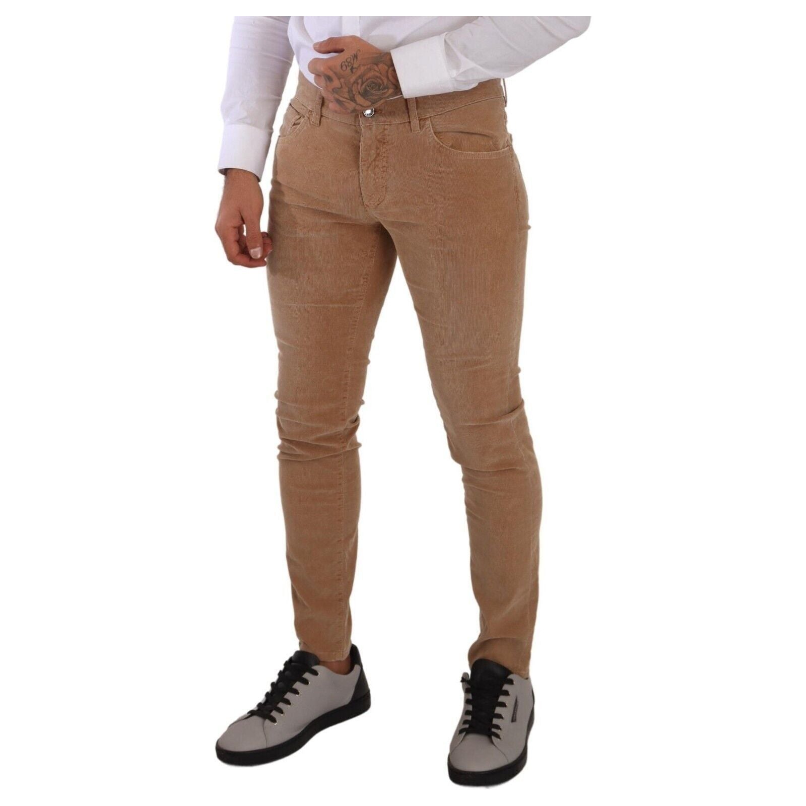 Dolce & Gabbana Navy Corduroy Elegant Slim Fit Jeans