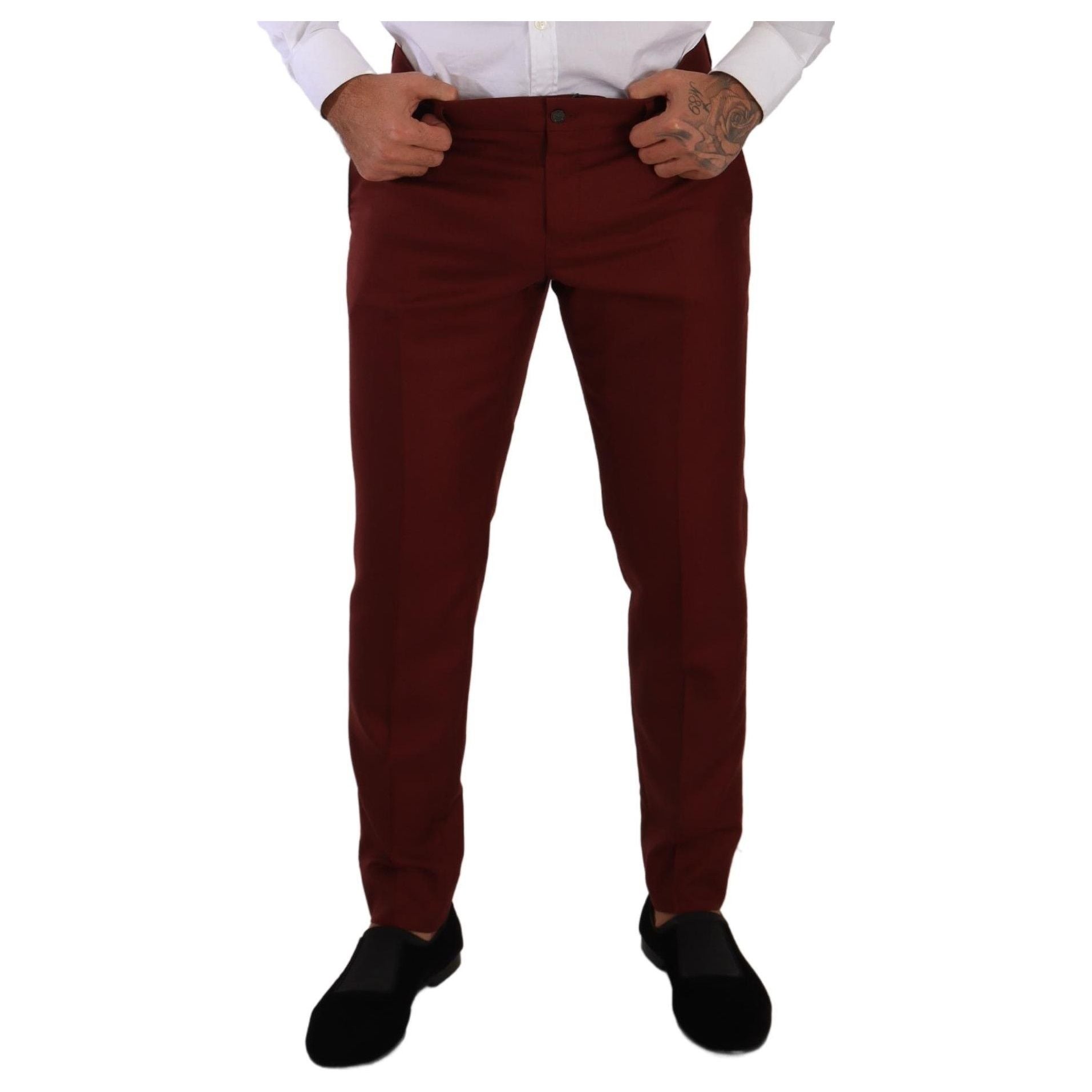 Dolce & Gabbana Red Cashmere-Silk Dress Pants
