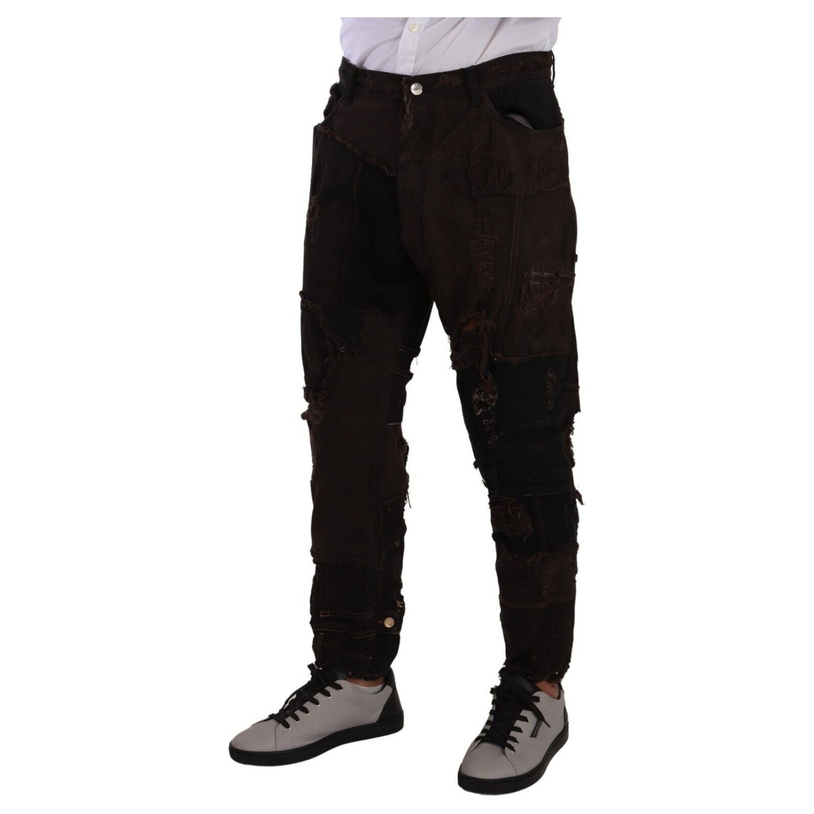 Dolce & Gabbana Blue Denim Distressed Patchwork Jeans