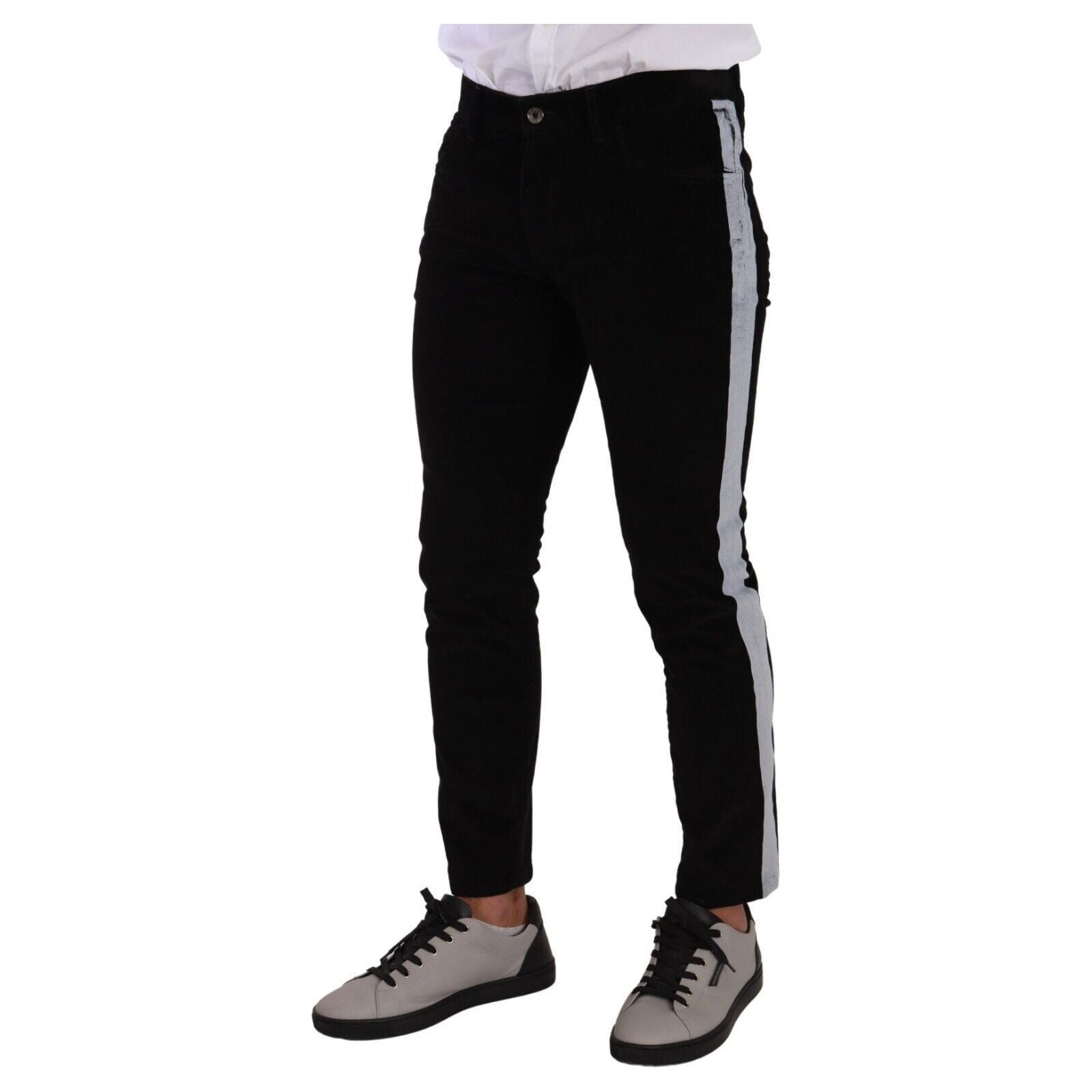 Dolce & Gabbana Black Cotton Elegant Slim-Fit Jeans