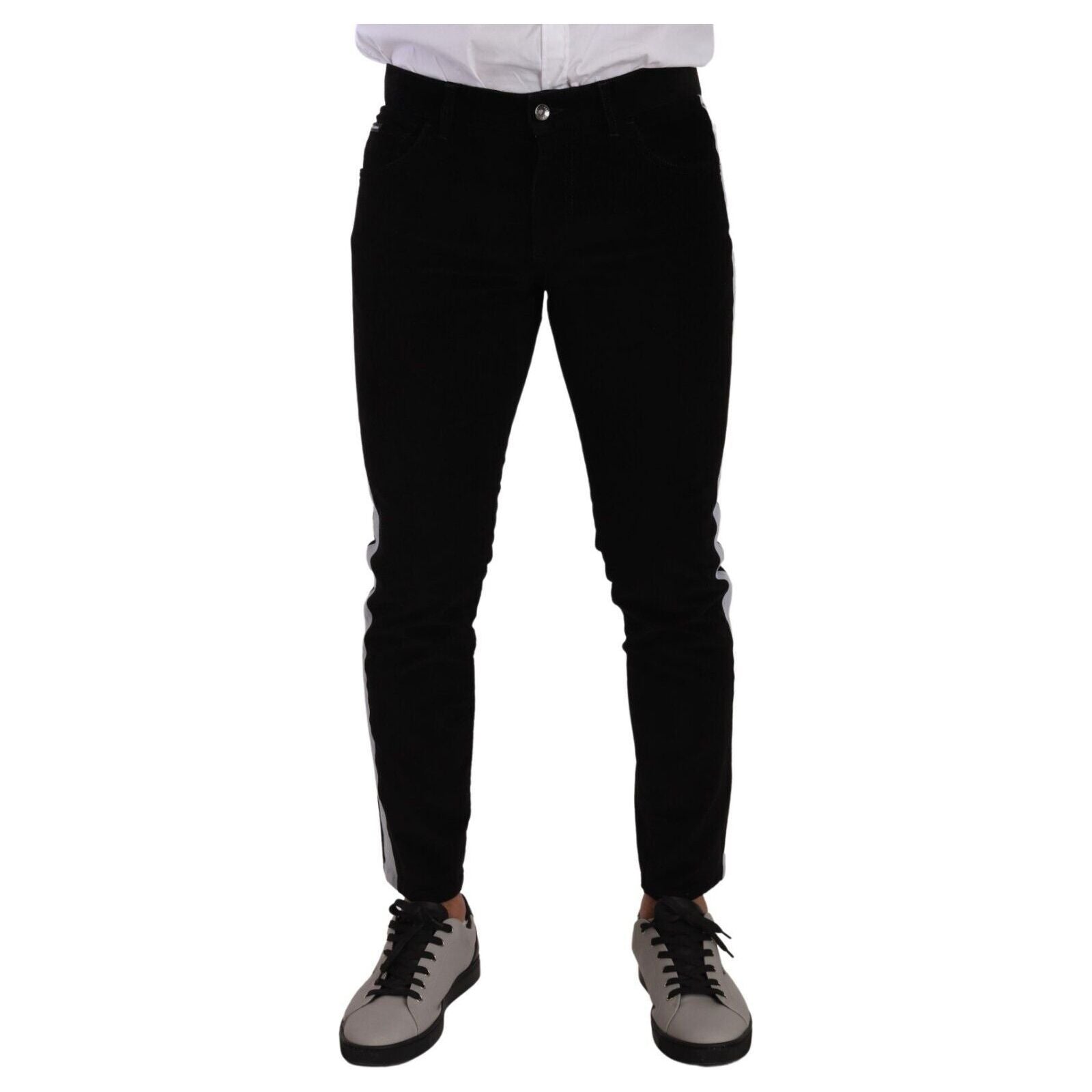 Dolce & Gabbana Black Cotton Elegant Slim-Fit Jeans