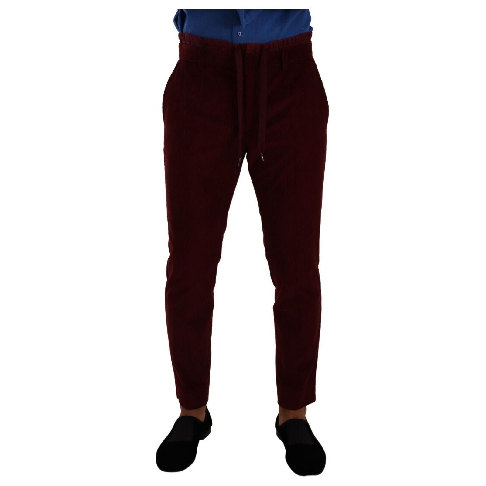 Dolce & Gabbana Bordeaux Velvet Dress Trousers
