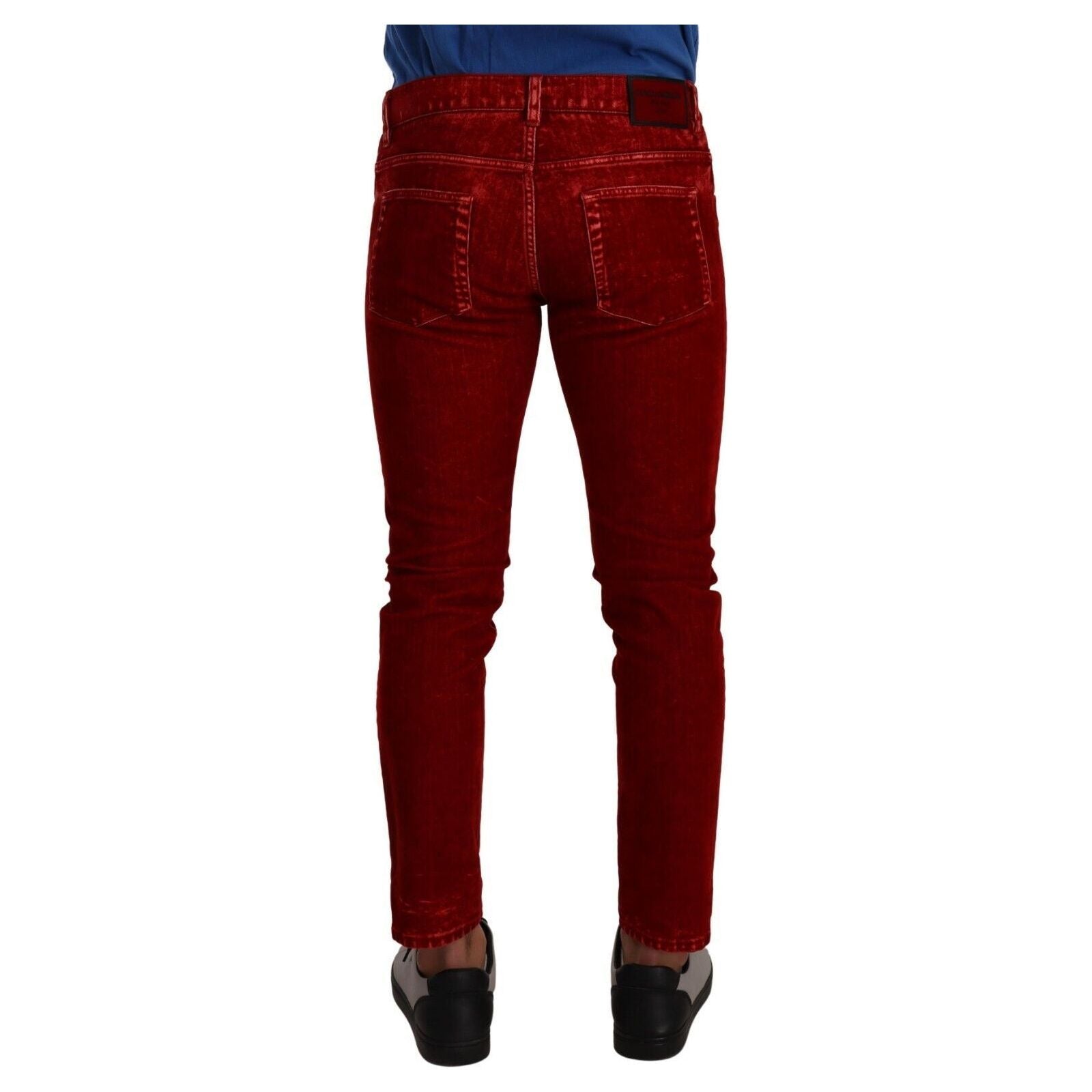 Dolce & Gabbana Ravishing Red Cotton Slim Fit Jeans