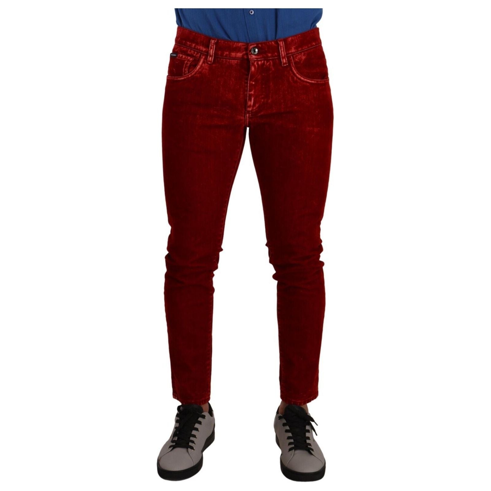 Dolce & Gabbana Ravishing Red Cotton Slim Fit Jeans