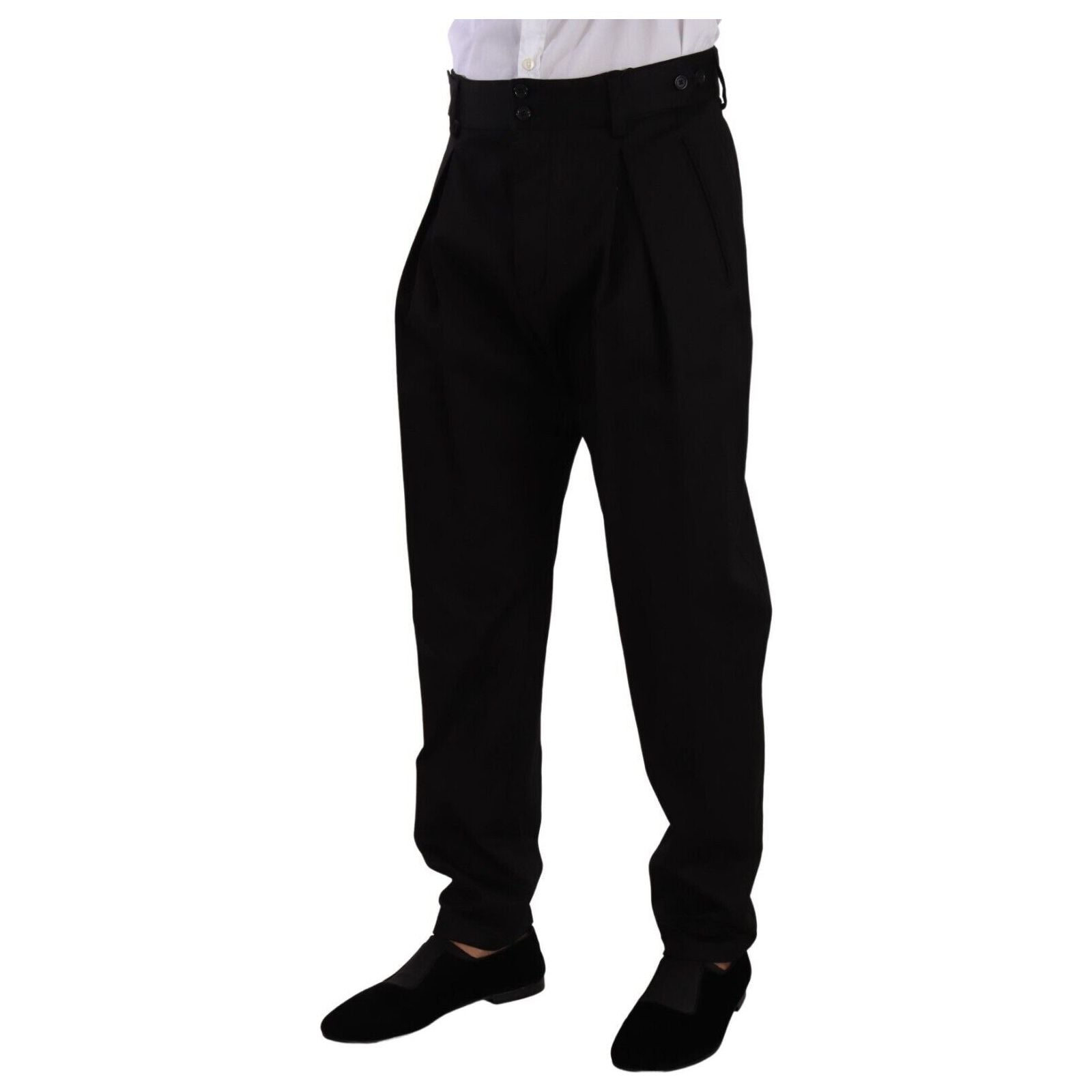 Dolce & Gabbana Black Cotton Trousers for Refined Style
