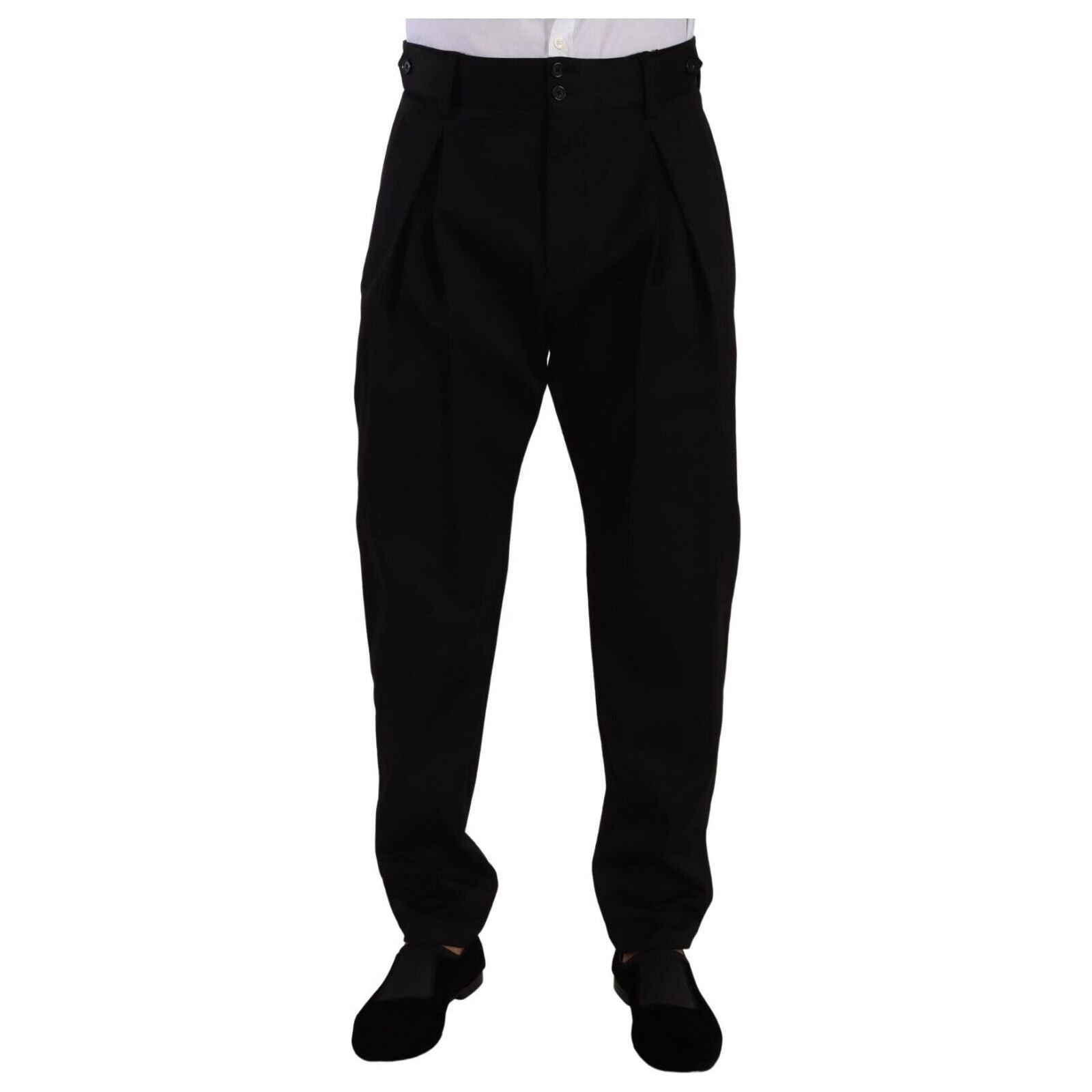 Dolce & Gabbana Black Cotton Trousers for Refined Style