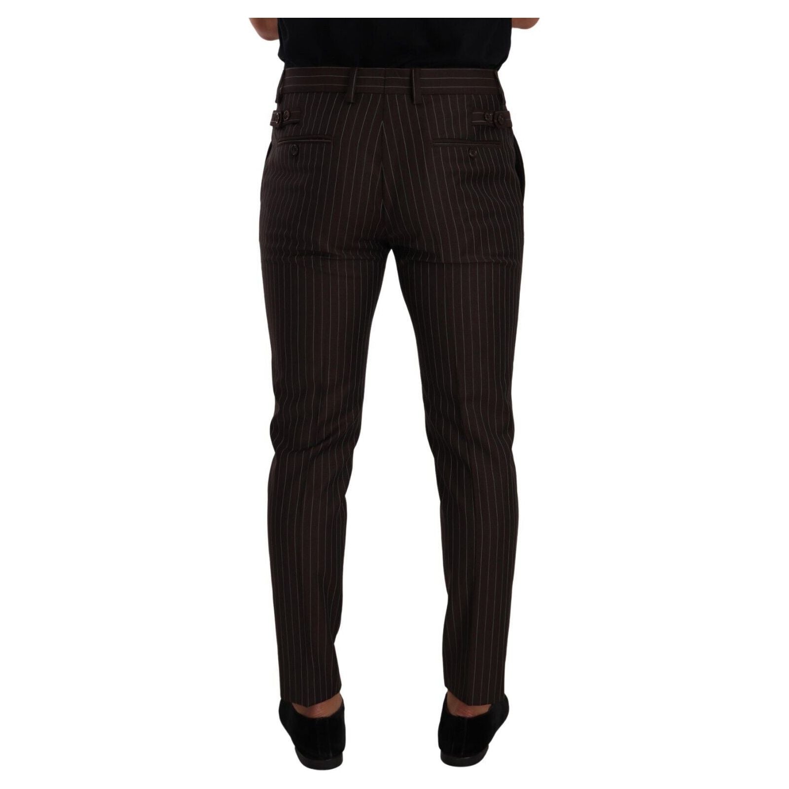 Dolce & Gabbana Brown Woolen Striped Trousers