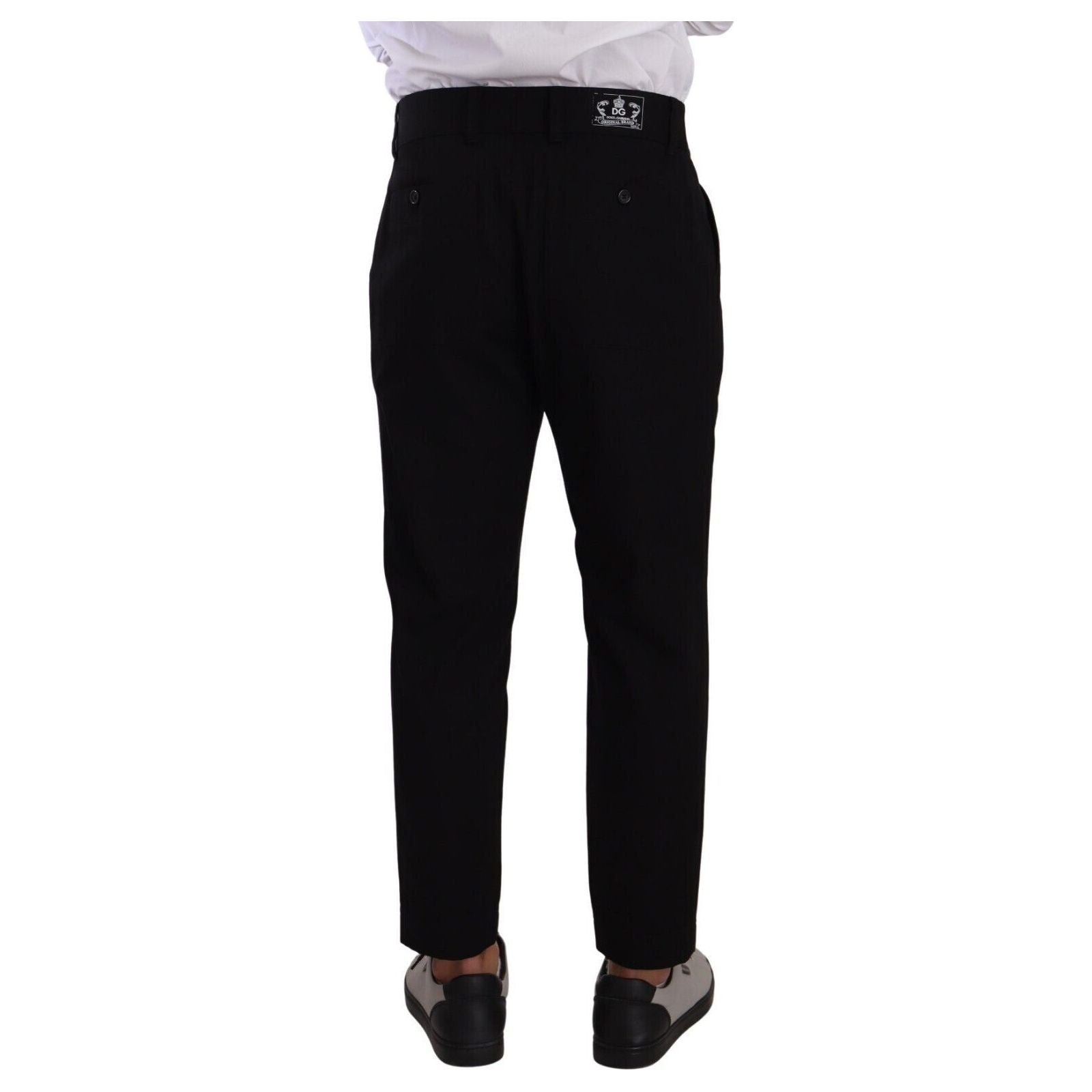 Dolce & Gabbana Black Cotton Elegant Tapered Chinos