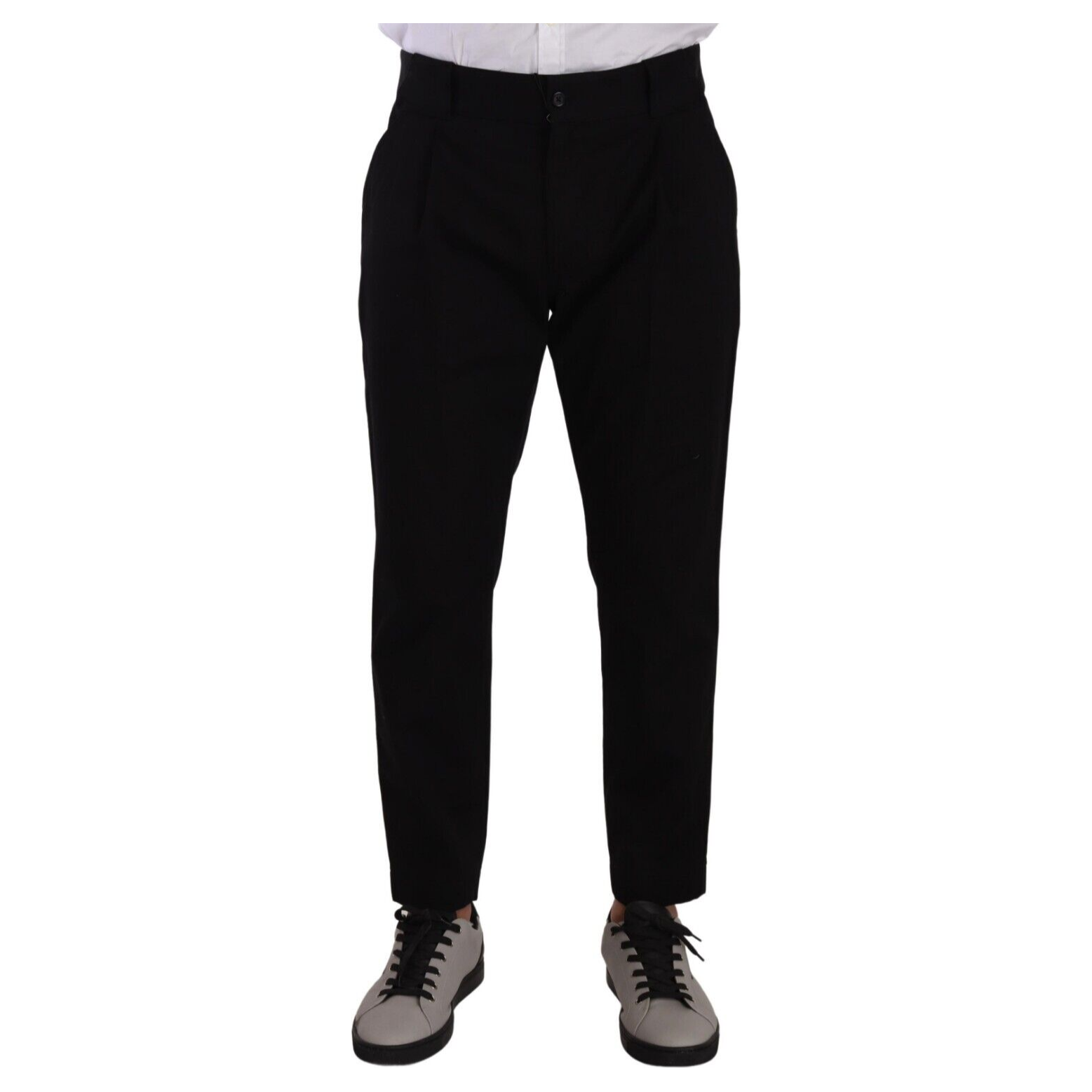Dolce & Gabbana Black Cotton Elegant Tapered Chinos