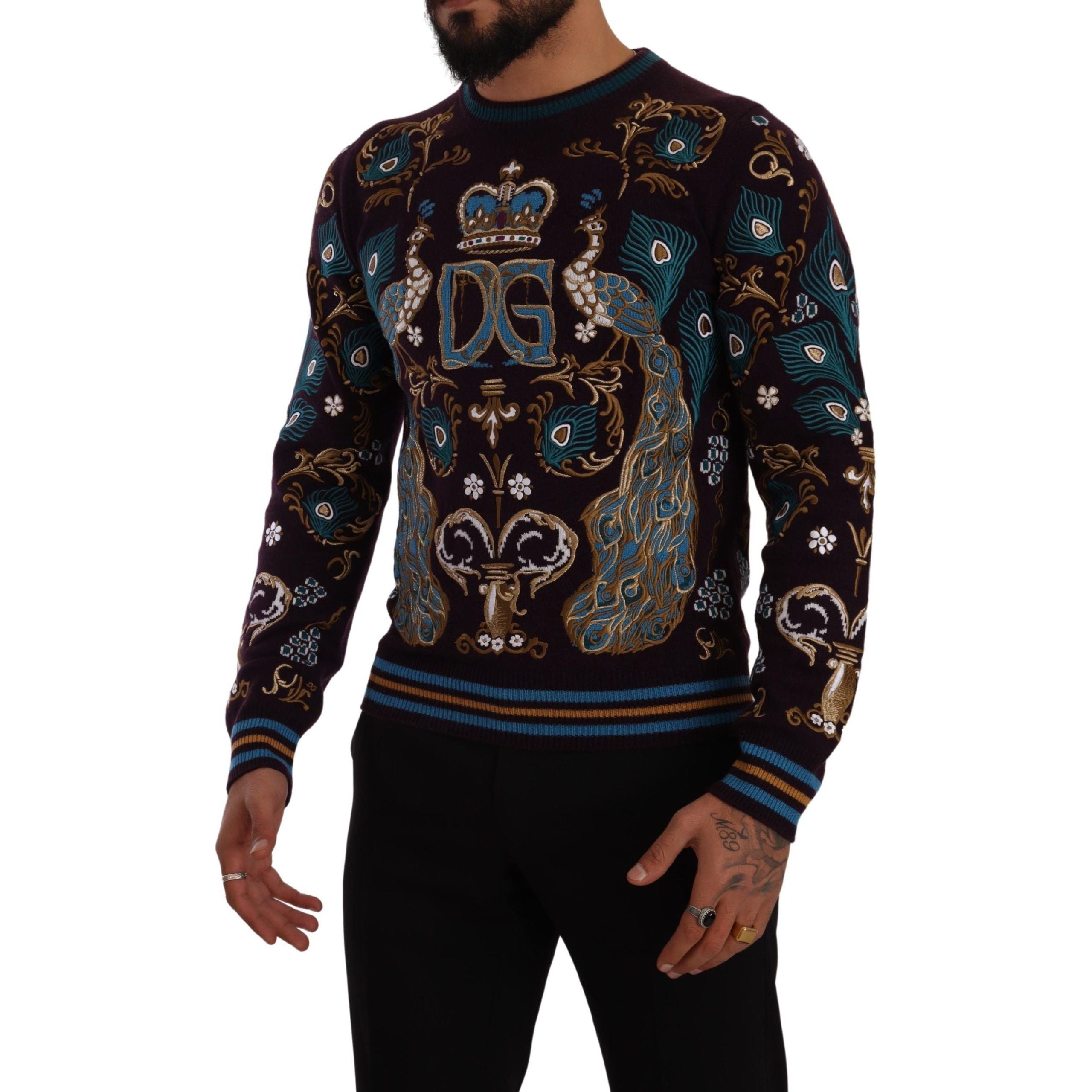 Dolce & Gabbana Bordeaux Cashmere Crewneck Sweater