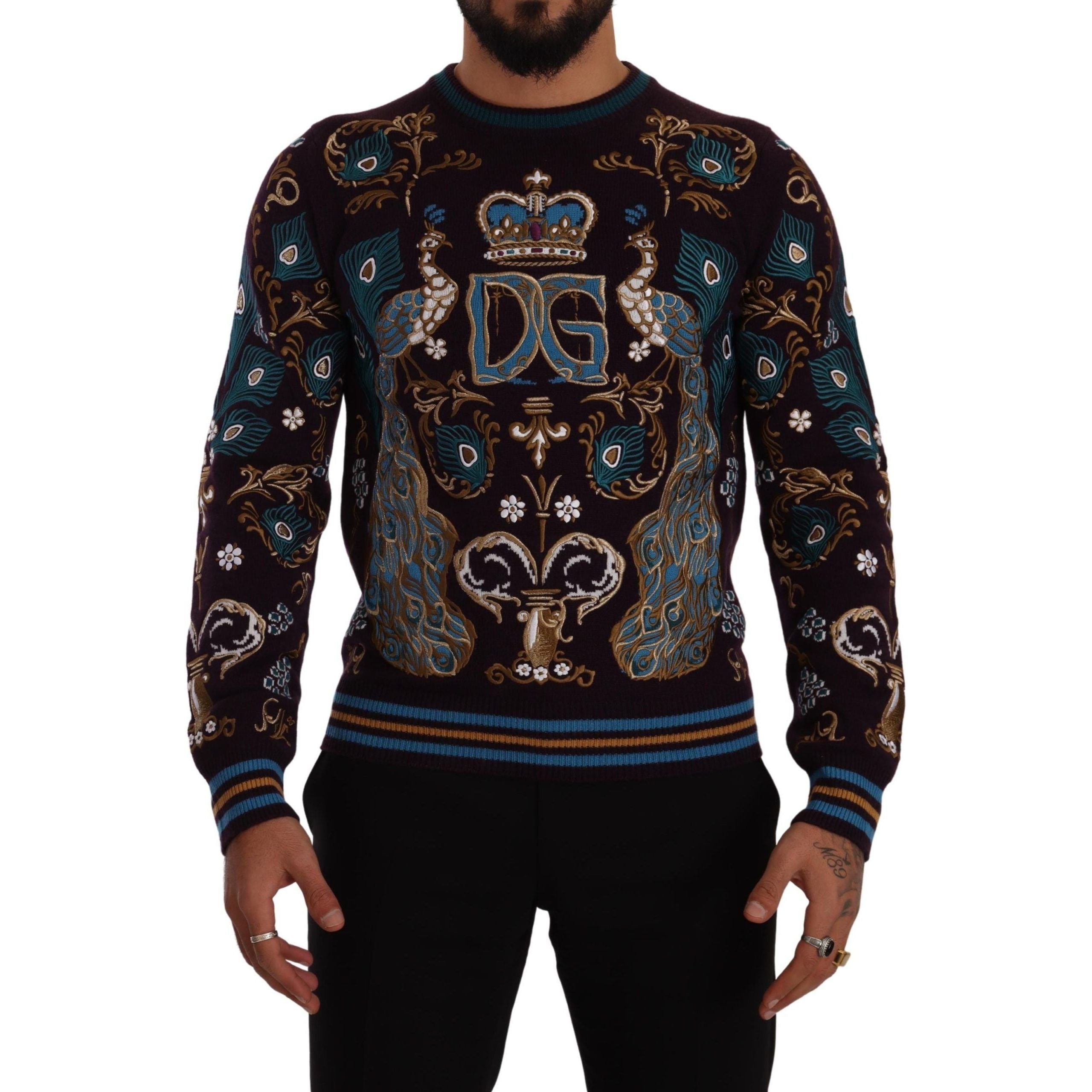 Dolce & Gabbana Bordeaux Cashmere Crewneck Sweater