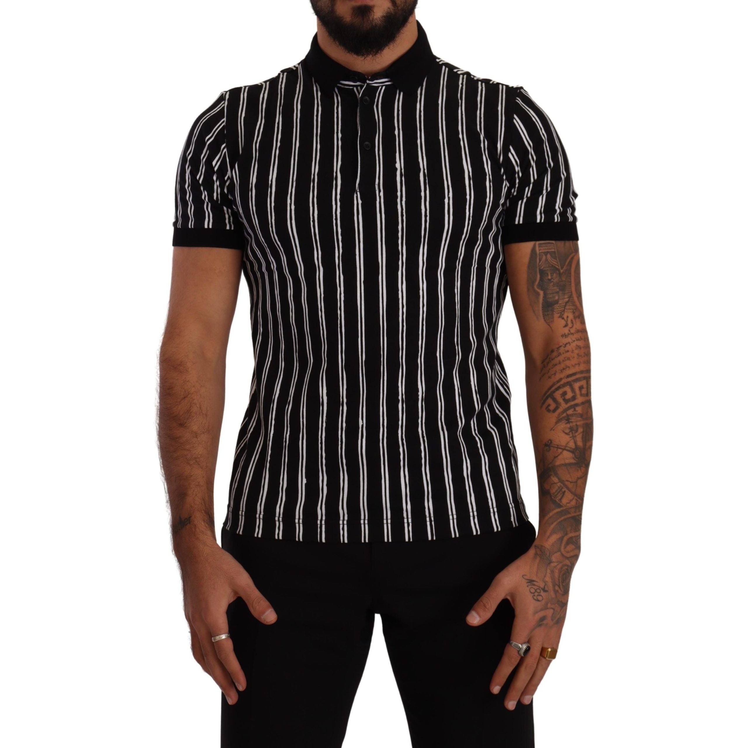 Dolce & Gabbana Black Cotton Polo T-Shirt