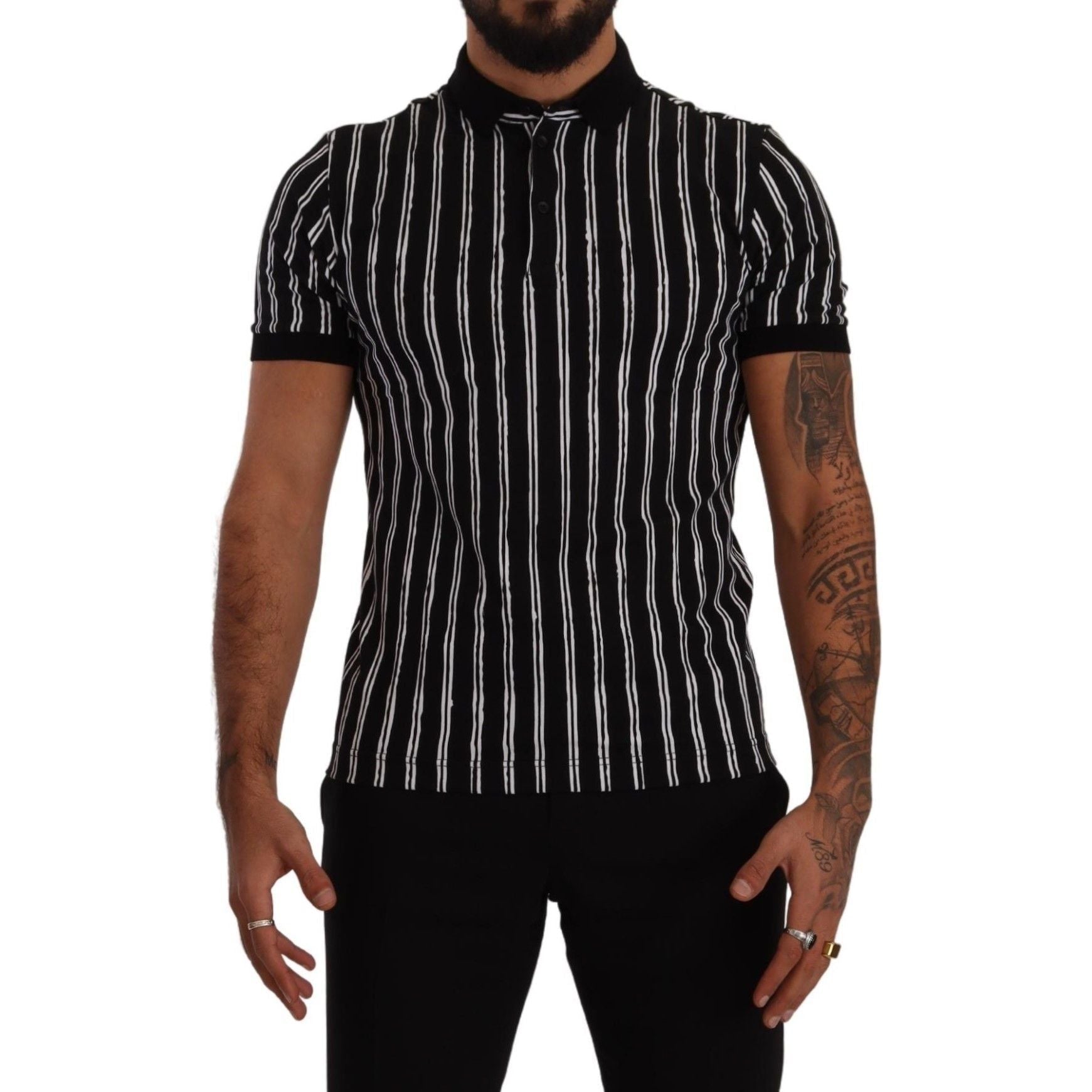 Dolce & Gabbana Black Cotton Polo T-Shirt