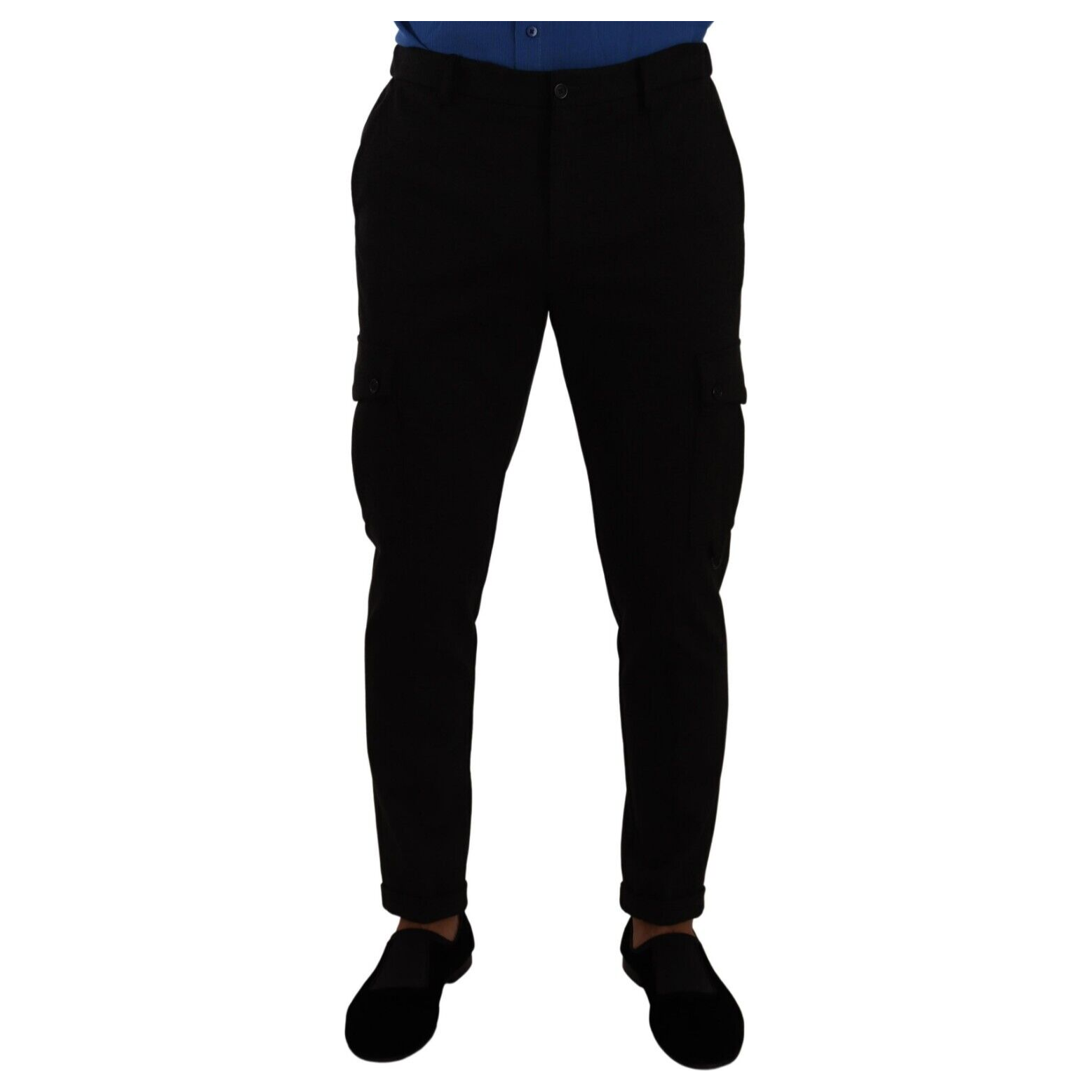 Dolce & Gabbana Black Viscose Slim Fit Cargo Pants