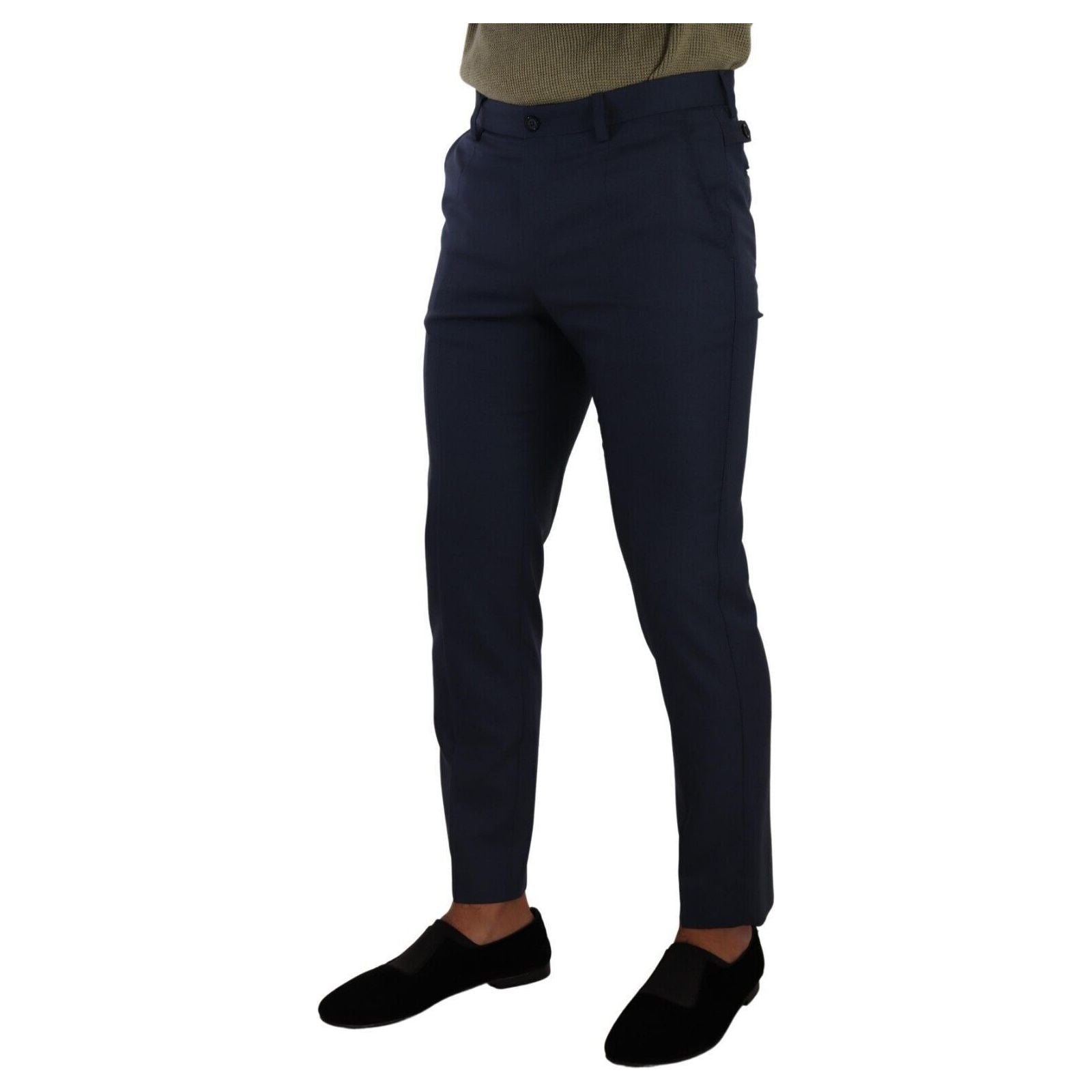 Dolce & Gabbana Dark Blue Wool Slim-Fit Dress Pants