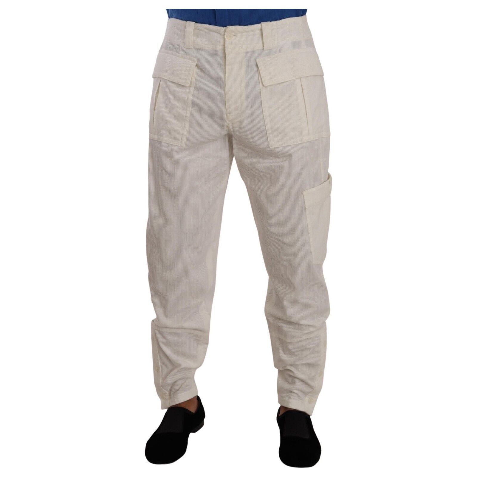 Dolce & Gabbana Off White Cotton Cargo Pants - Regular Fit