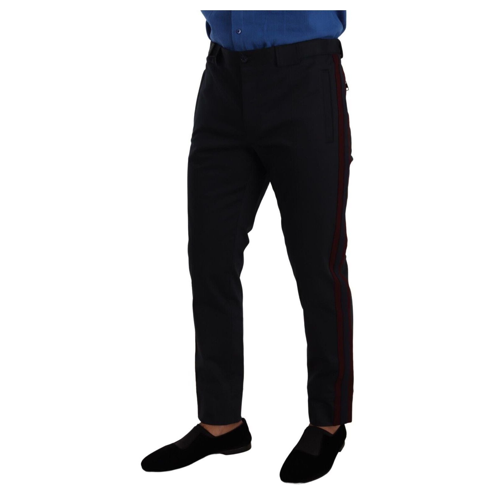 Dolce & Gabbana Blue Cotton Blend Chinos Pants