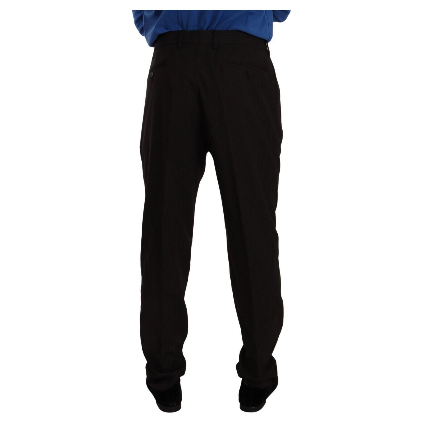 Dolce & Gabbana Brown Striped Wool Dress Pants