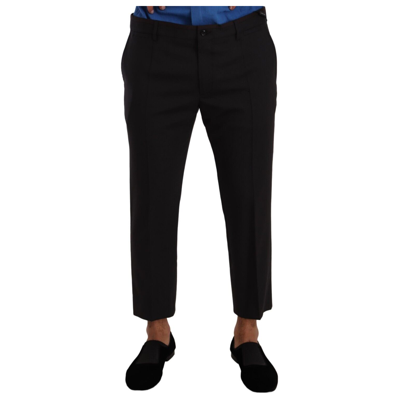 Dolce & Gabbana Grey Wool Stretch Cropped Pants