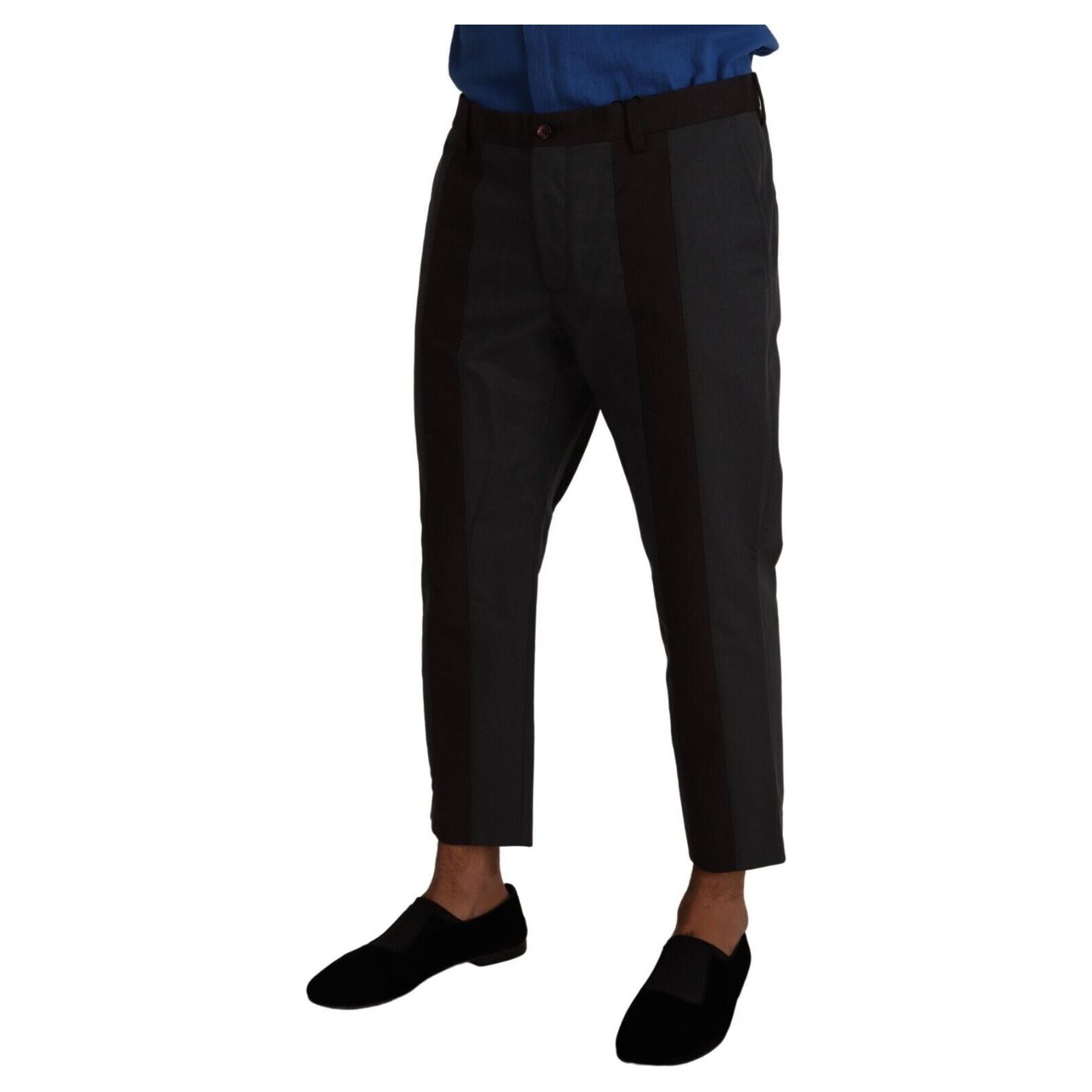 Dolce & Gabbana Gray Cotton Blend Cropped Pants