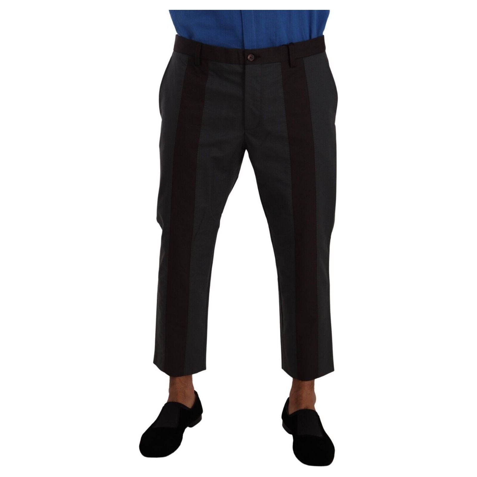 Dolce & Gabbana Gray Cotton Blend Cropped Pants