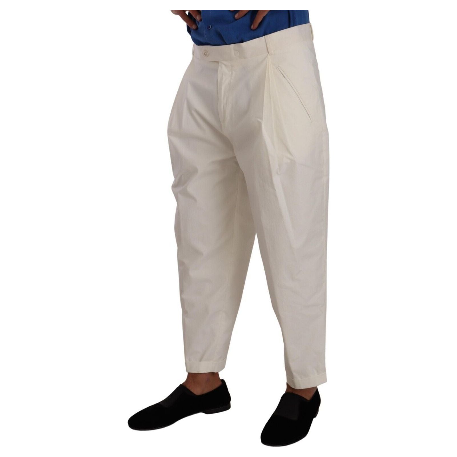 Dolce & Gabbana White Cotton Stretch Dress Pants